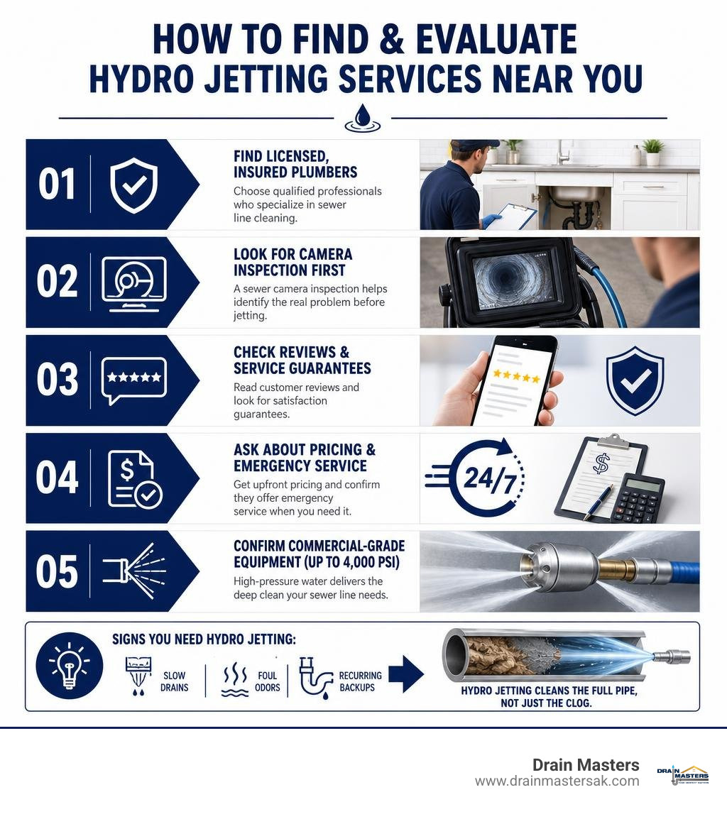 Infographic explaining how to find and evaluate hydro jetting services near you infographic Infographic explaining how to find and evaluate hydro jetting services near you infographic