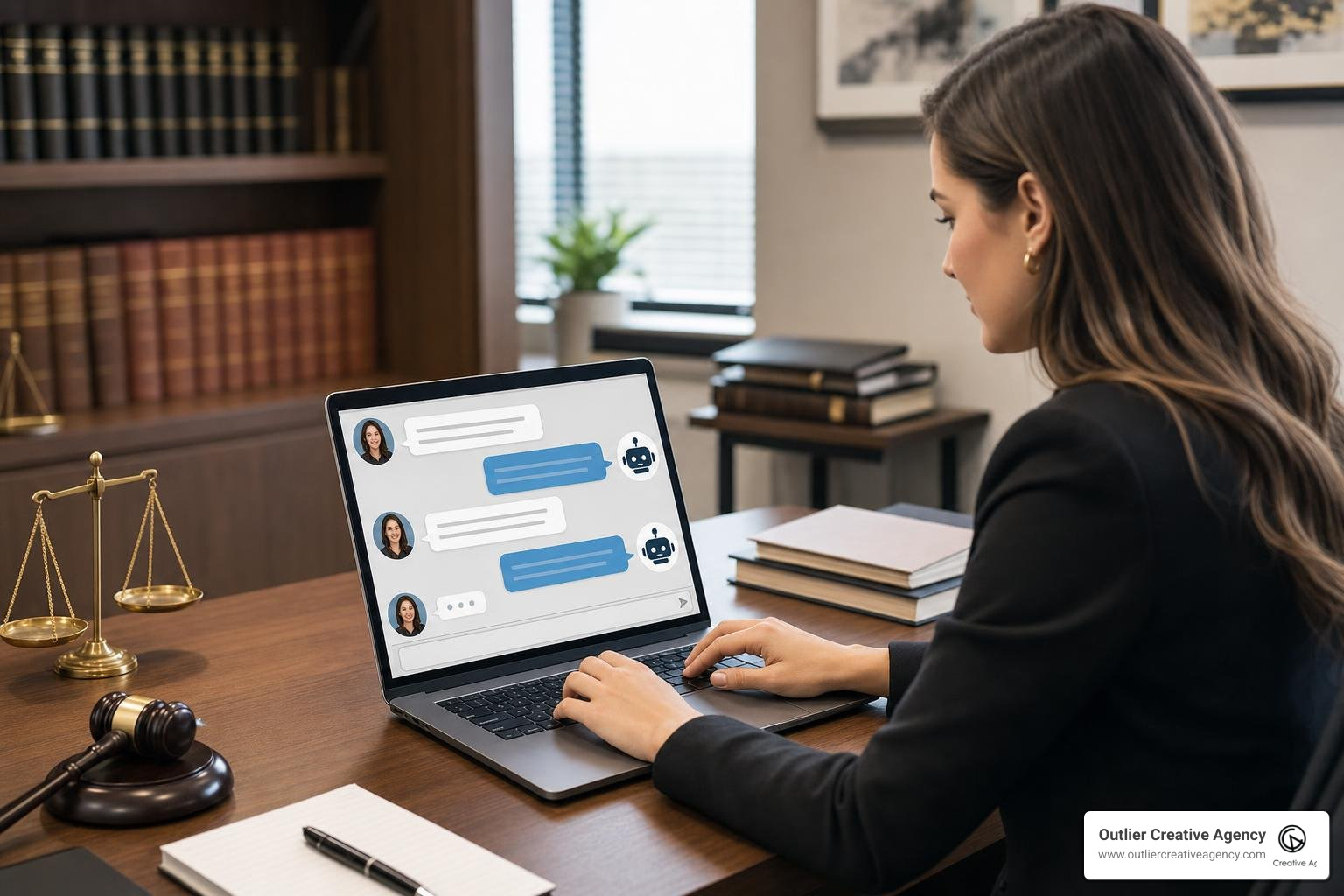 AI chatbot on a law firm website interacting with a prospect