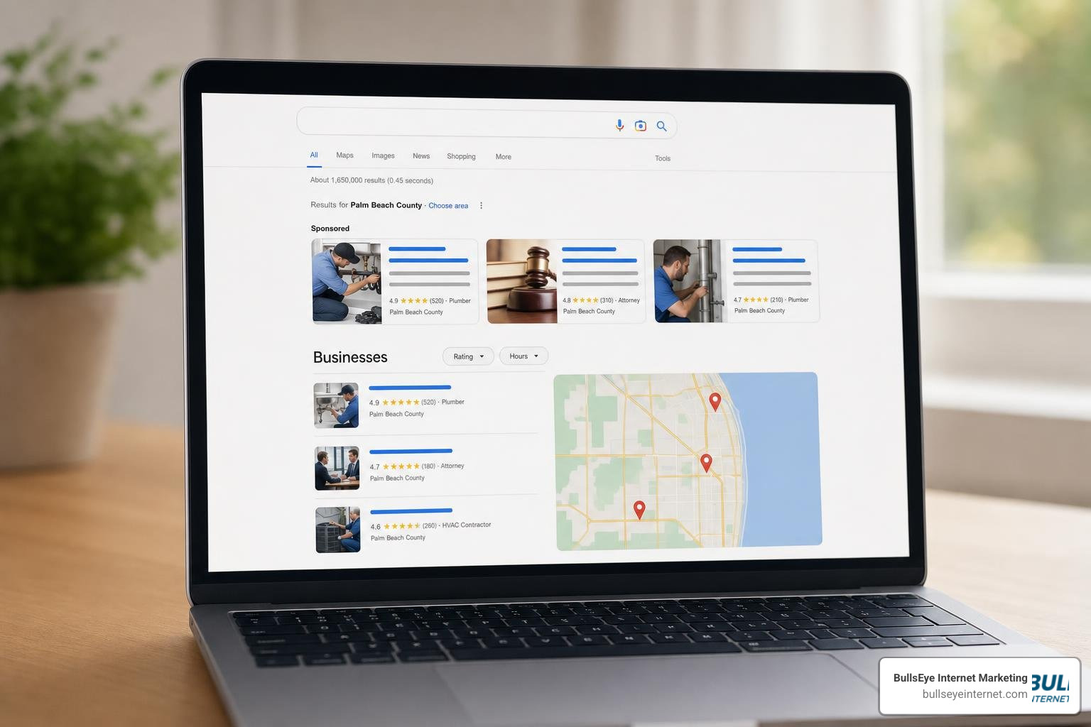local PPC ads displaying high-intent commercial searches in Palm Beach County