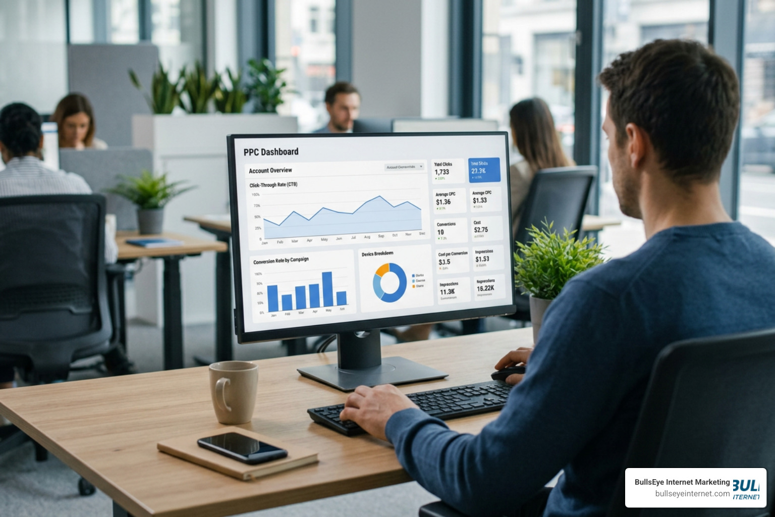 PPC dashboard showing click through rates and conversion metrics PPC dashboard showing click through rates and conversion metrics
