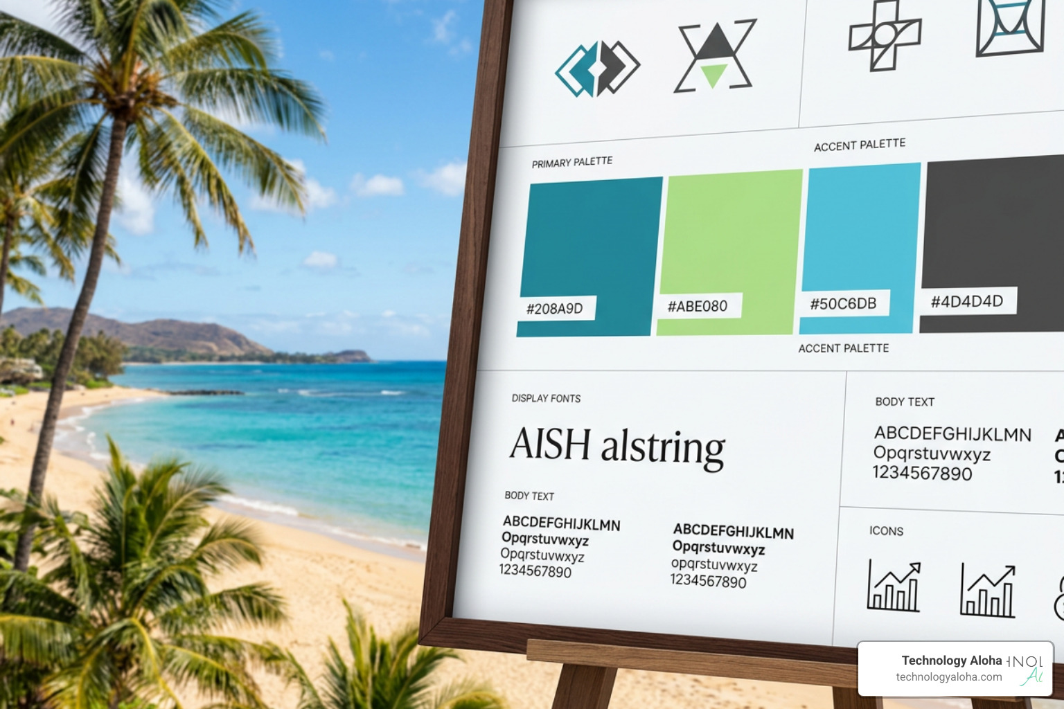 brand style guide for hawaii accounting firm with palm trees