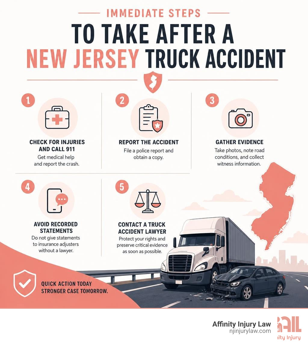 Immediate steps to take after a New Jersey truck accident infographic infographic