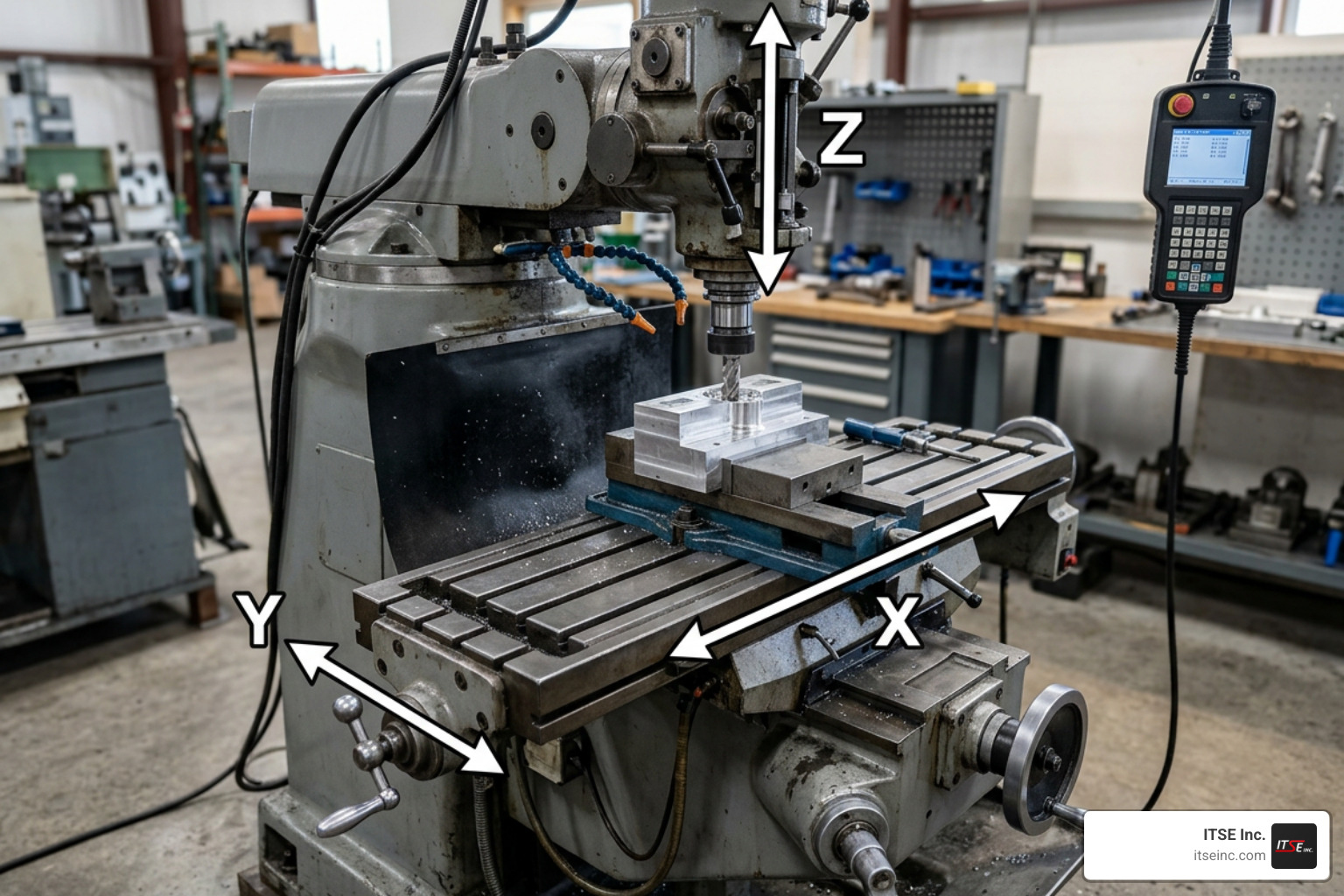 Cartesian coordinate system on a CNC mill