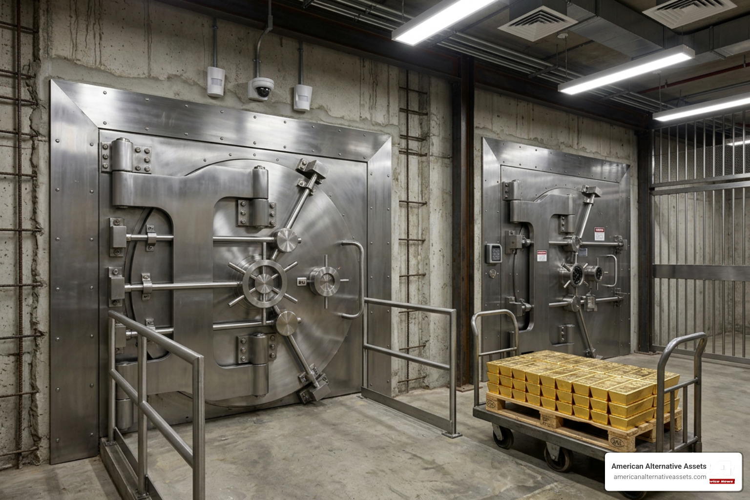 secure gold vault depository with high-security doors