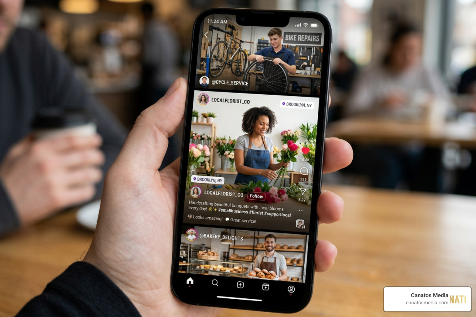 social media feed showing vertical video ads
