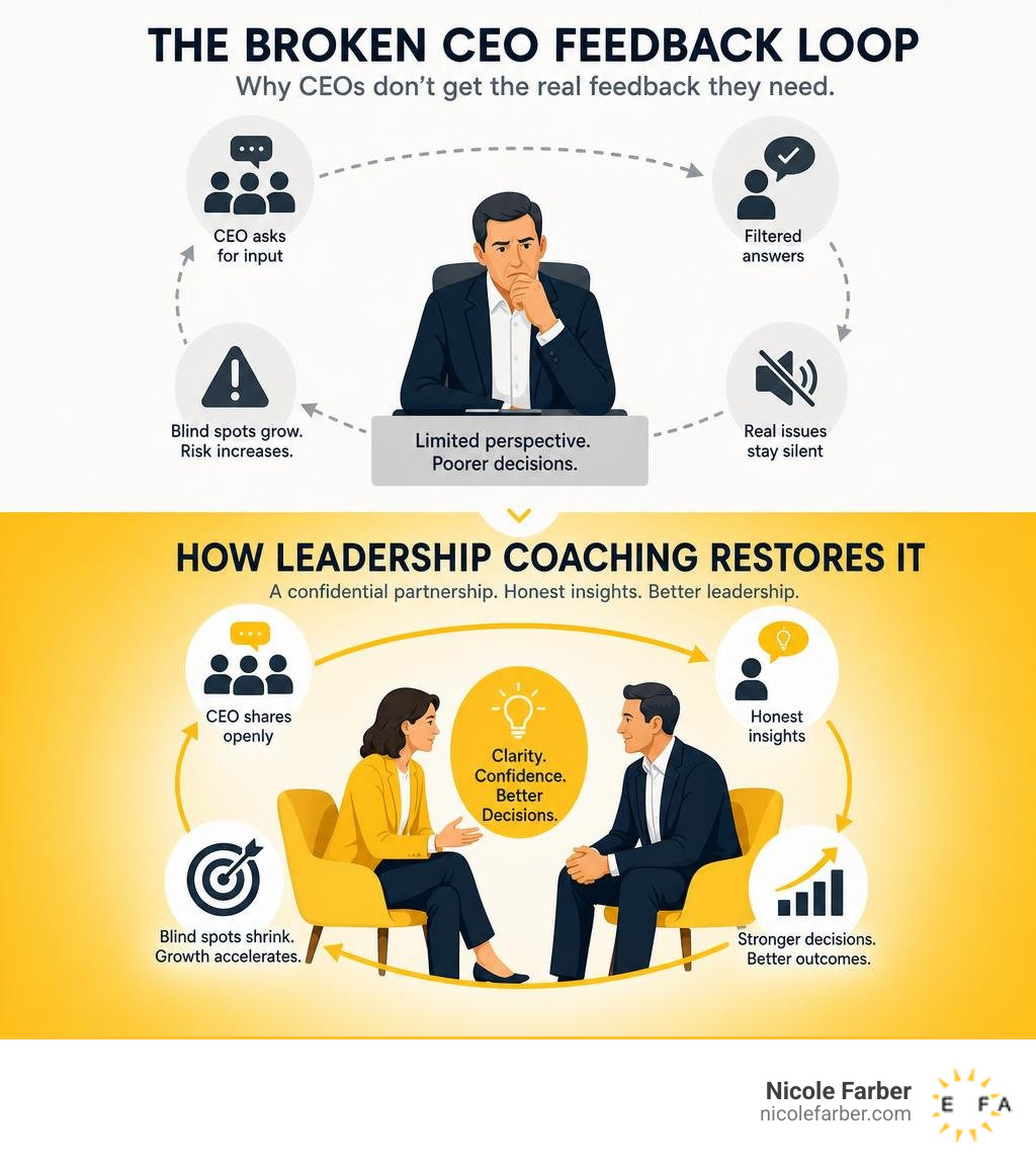 Infographic: The broken CEO feedback loop and how leadership coaching restores it infographic Infographic: The broken CEO feedback loop and how leadership coaching restores it infographic