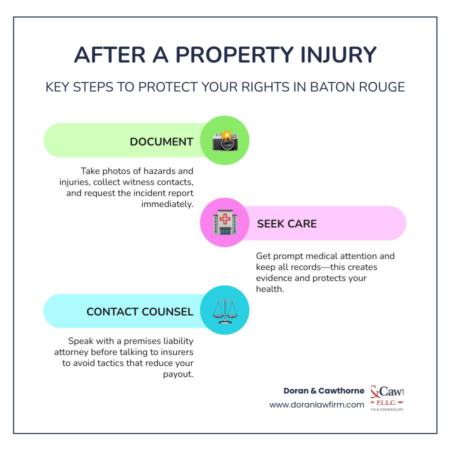 Steps to take after a property injury in Baton Rouge - infographic infographic Steps to take after a property injury in Baton Rouge - infographic infographic