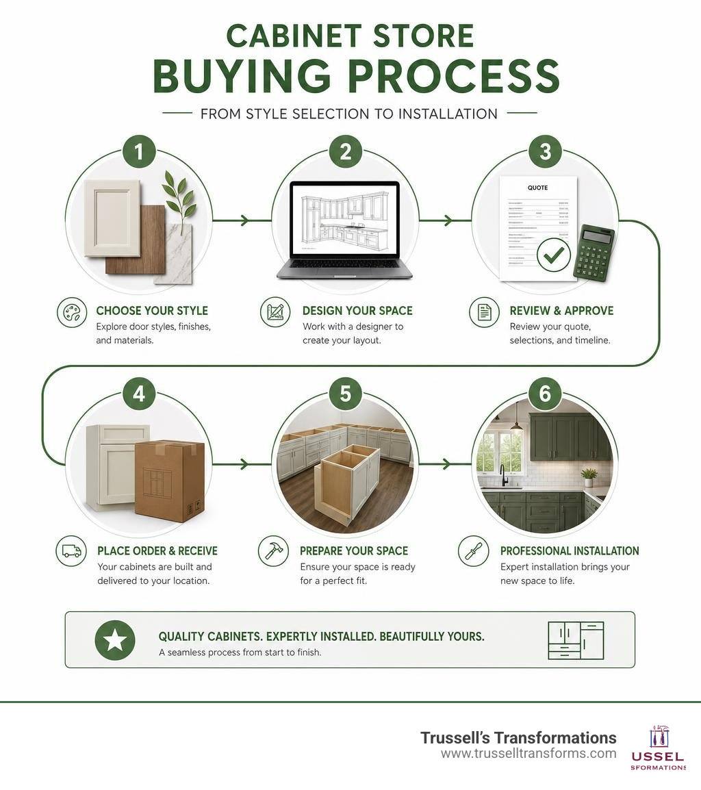 Cabinet Store Buying Process Infographic: Steps From Style Selection To Installation Infographic