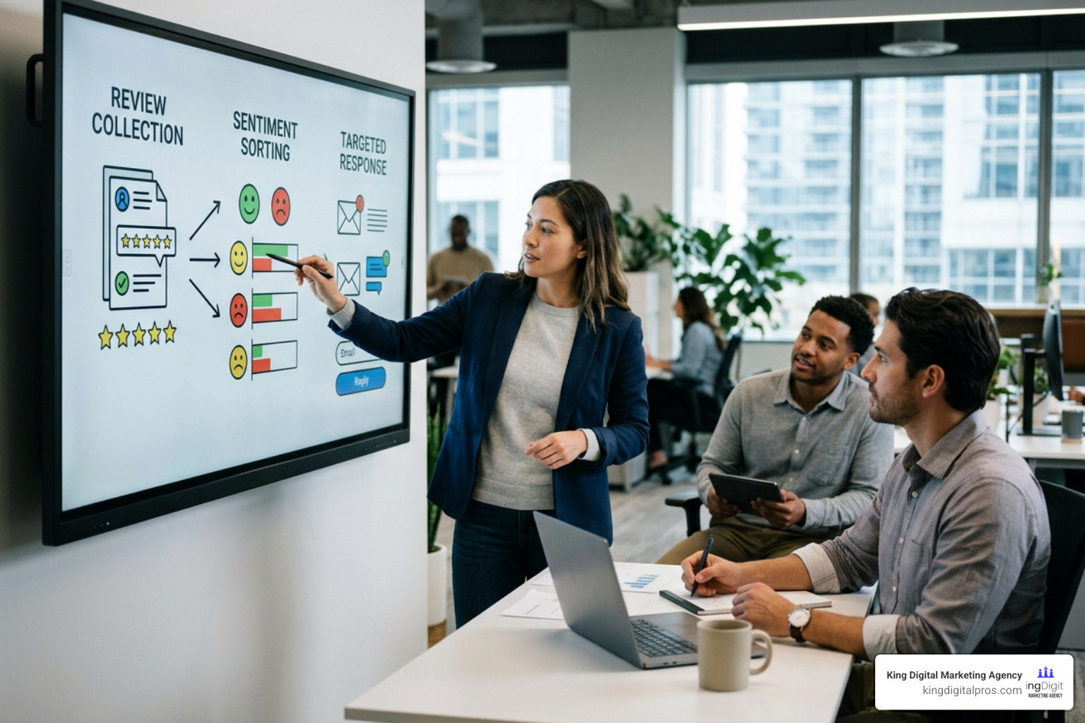 Customer feedback loop illustrating review collection, sentiment sorting, and targeted response Customer Feedback Loop Illustrating Review Collection, Sentiment Sorting, And Targeted Response