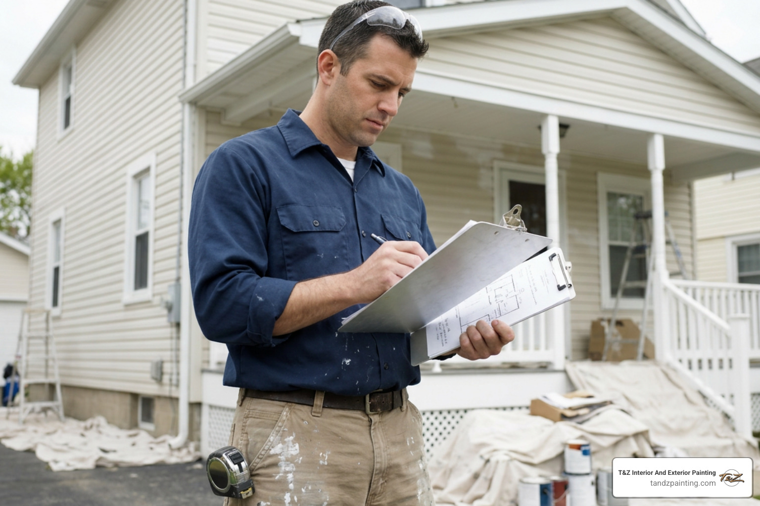 licensed painter reviewing project plan