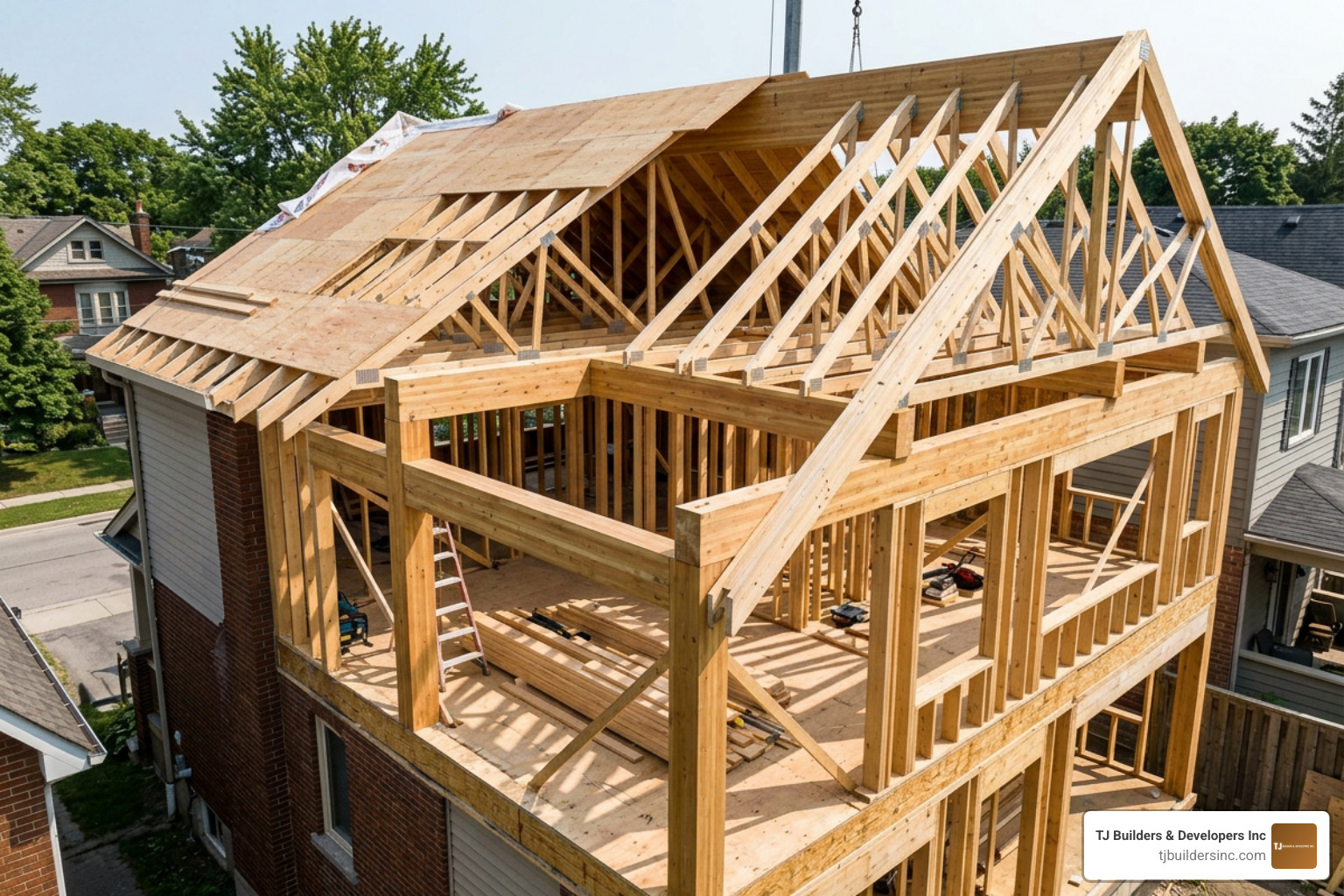 Modern second-story architectural plans showing structural framing