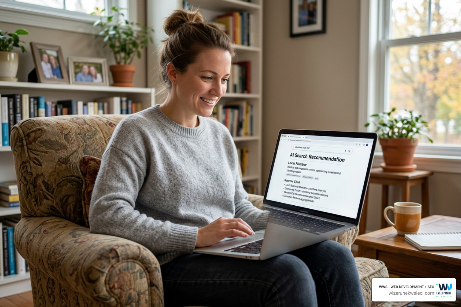 AI search engine recommending a local service provider with cited sources