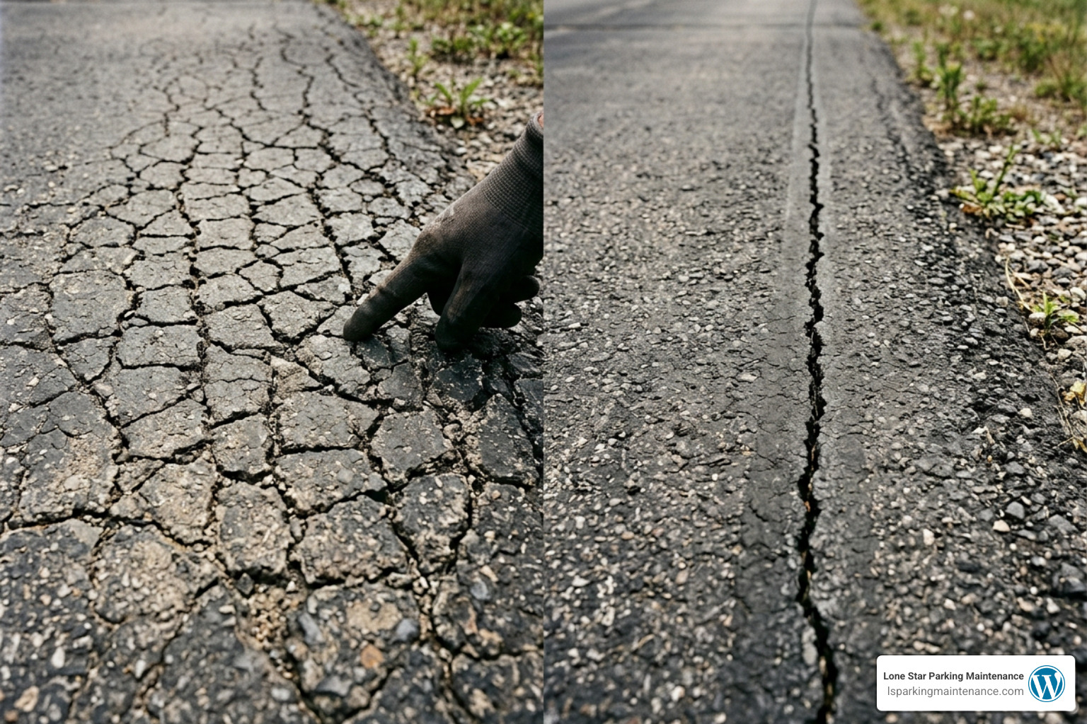 alligator cracking vs longitudinal cracks in asphalt driveway pavement
