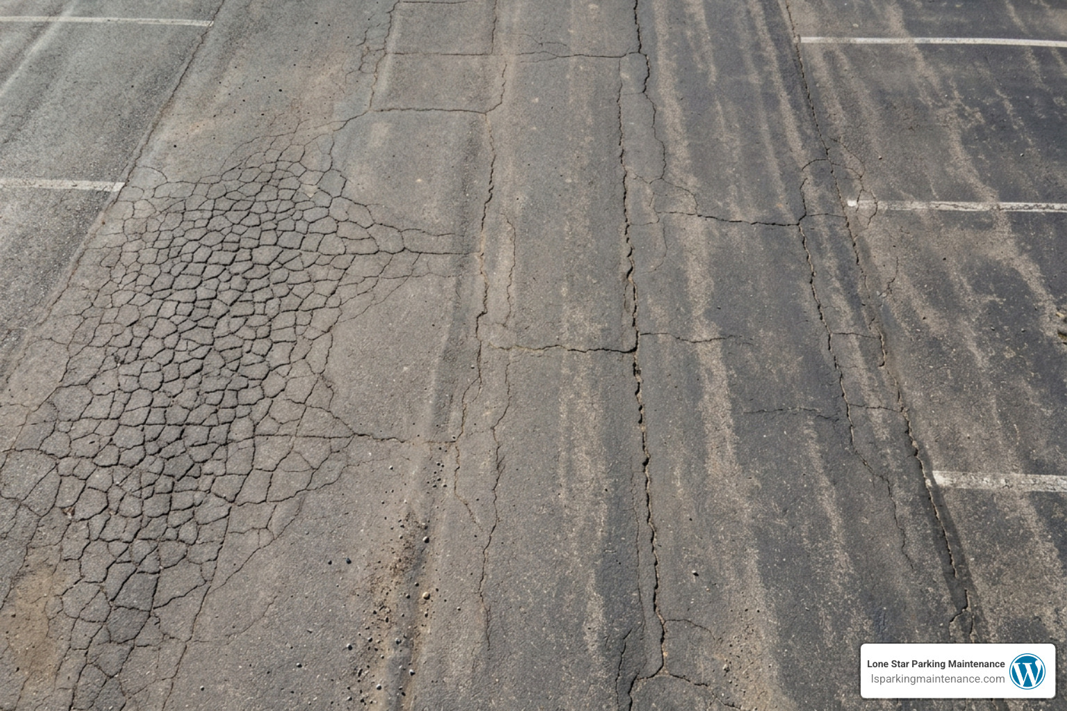 Different types of asphalt cracks including longitudinal block and alligator cracking Different types of asphalt cracks including longitudinal block and alligator cracking