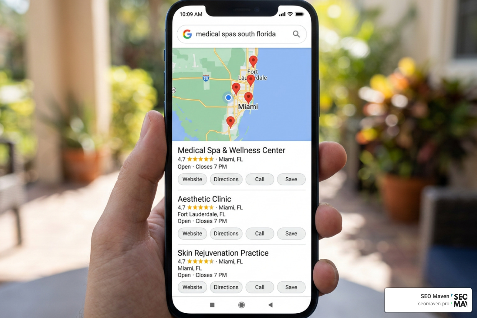 Google Map Pack search results for South Florida medical spas Google Map Pack search results for South Florida medical spas