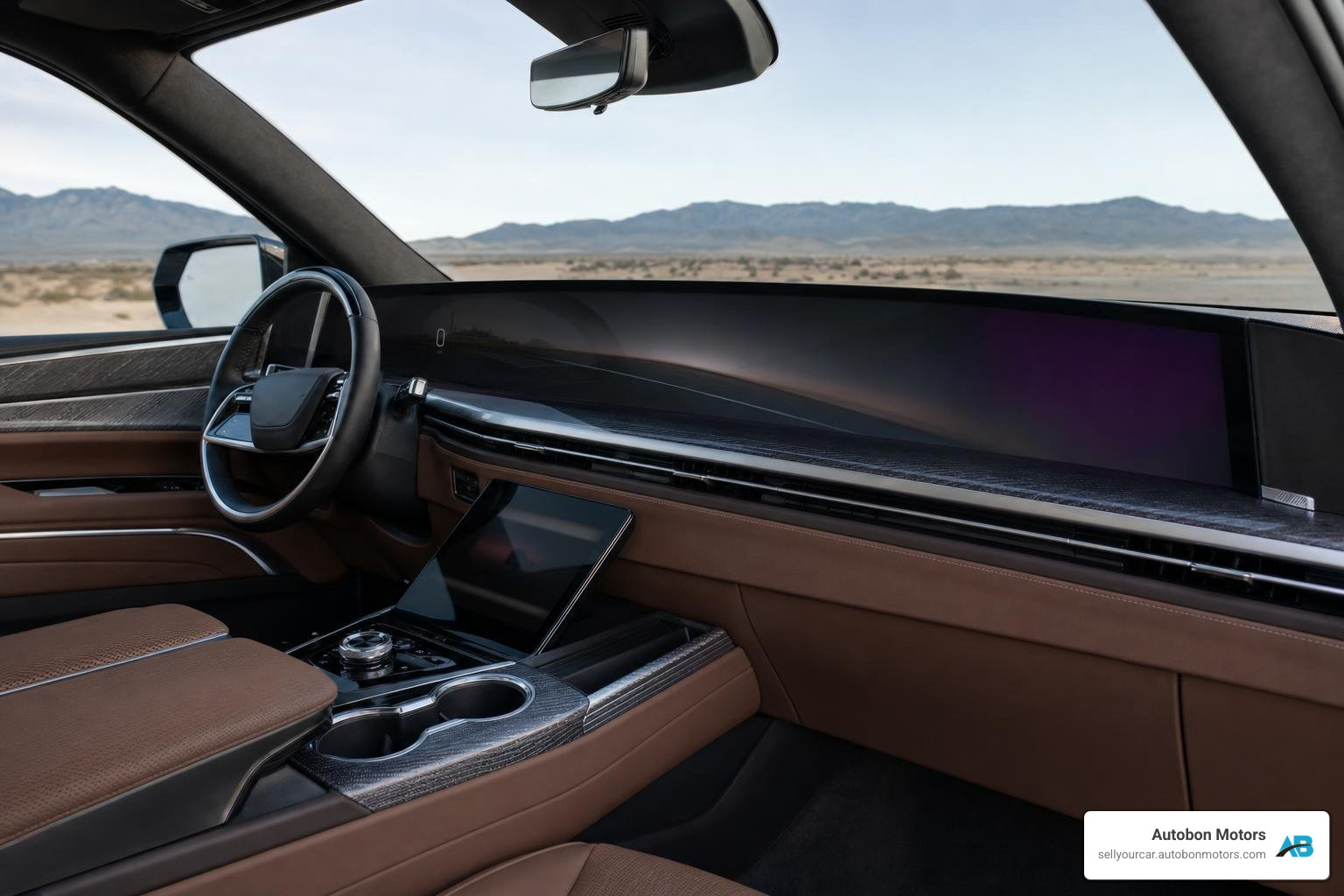 Cadillac Escalade ESV interior dashboard featuring the massive 55-inch curved Horizon Display