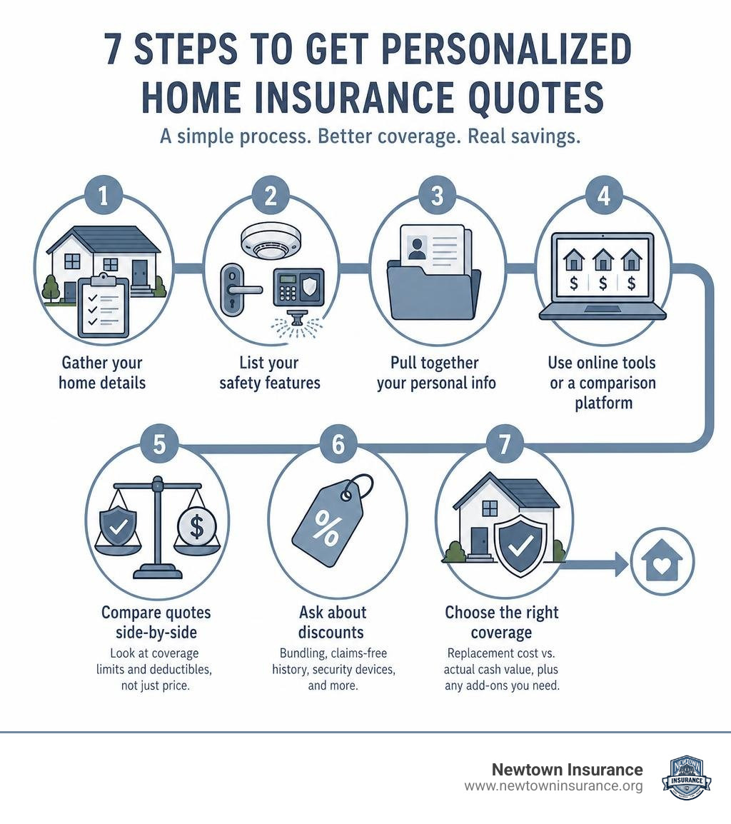 Step-by-step home insurance quoting process infographic for homeowners infographic