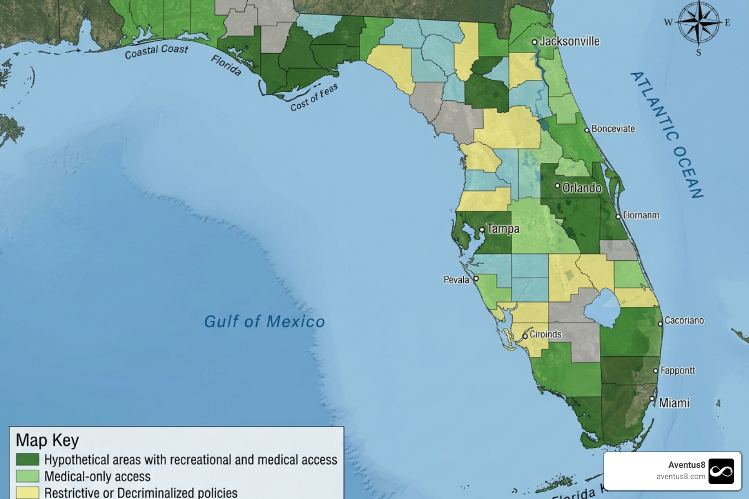 Florida cannabis status map showing mixed legality Florida cannabis status map showing mixed legality