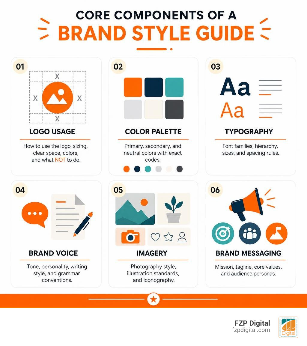 Core components of a brand style guide infographic infographic Core components of a brand style guide infographic infographic