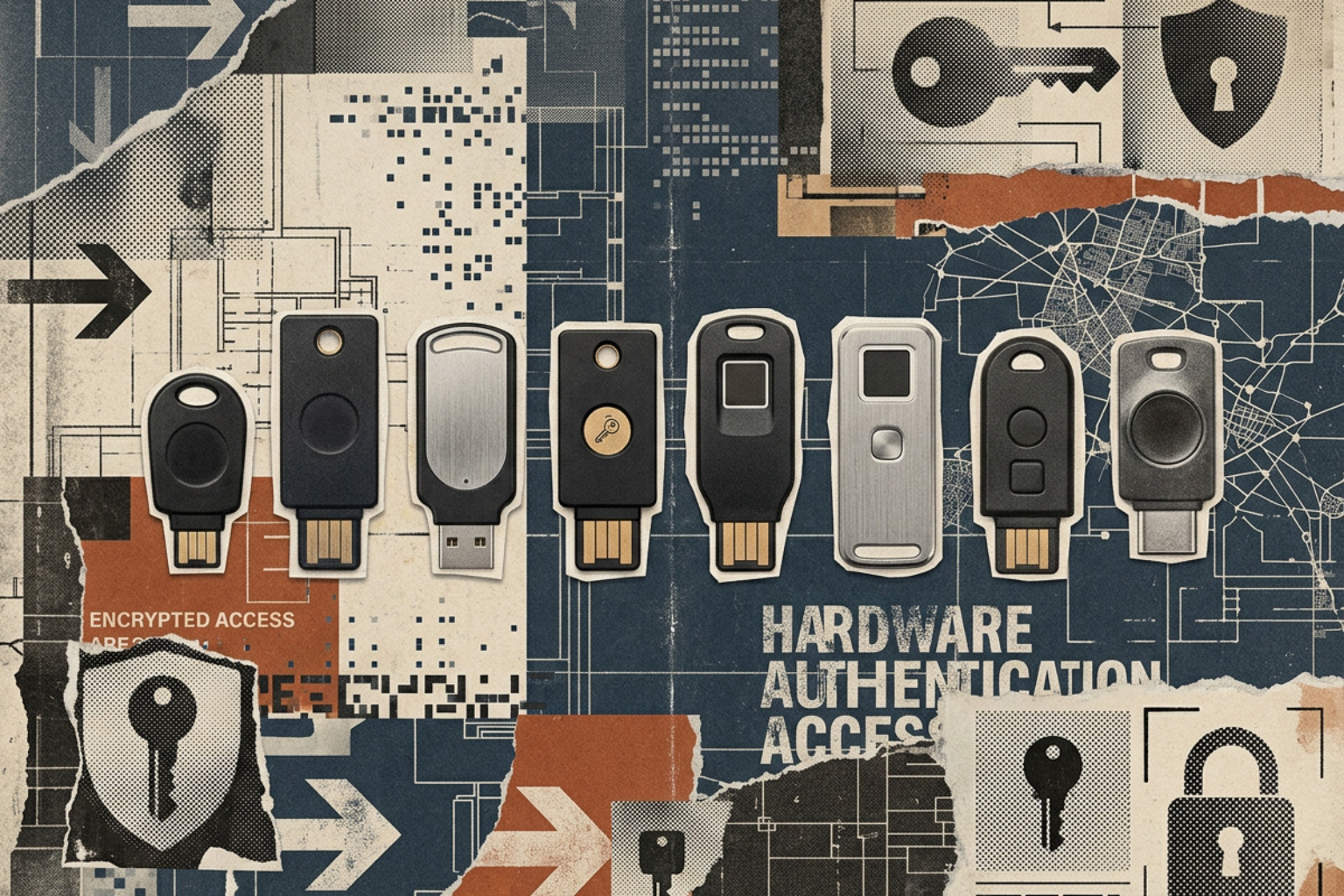Leading hardware security keys side-by-side in a technical comparison Leading hardware security keys side-by-side in a technical comparison