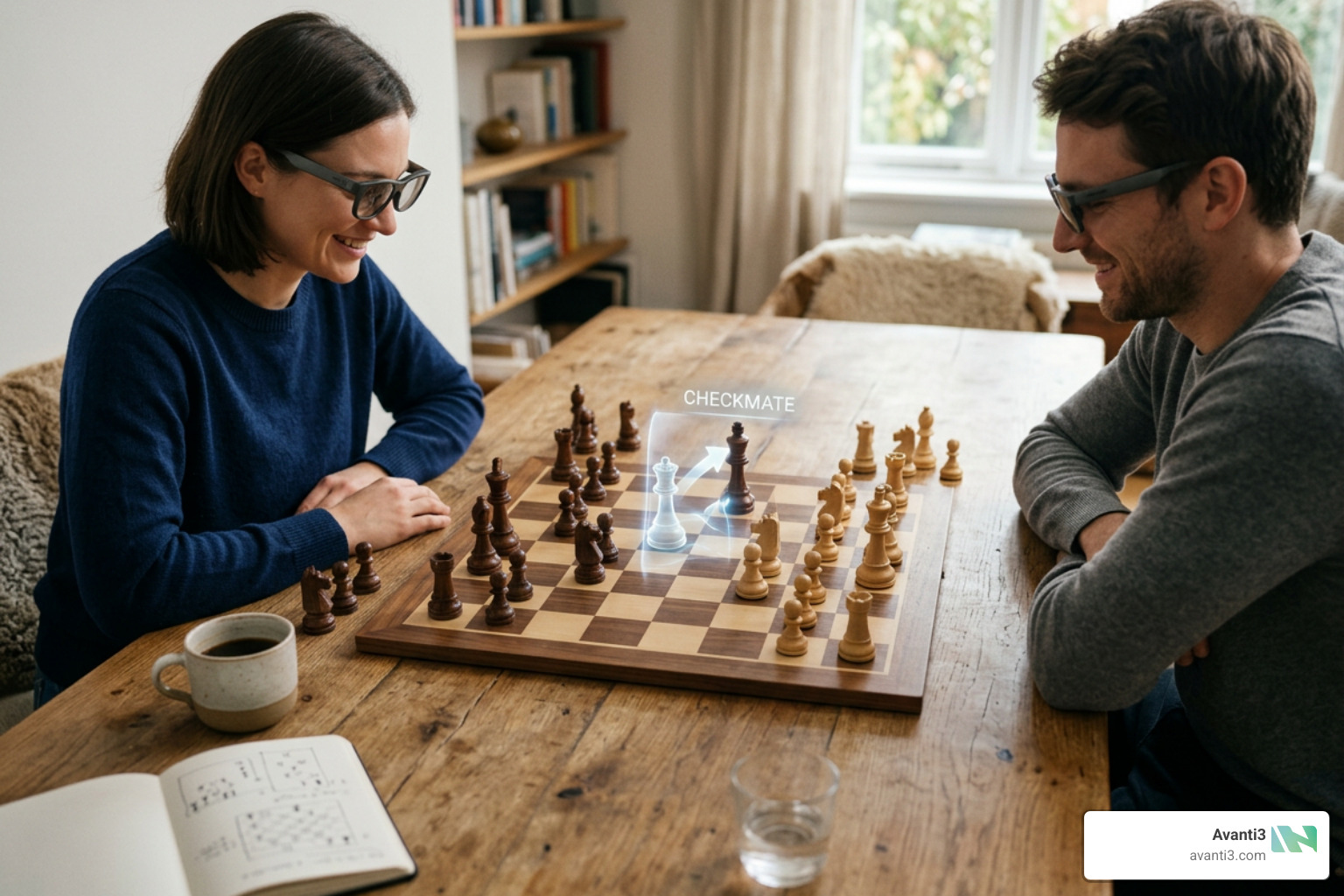 completed augmented reality chess game on a table