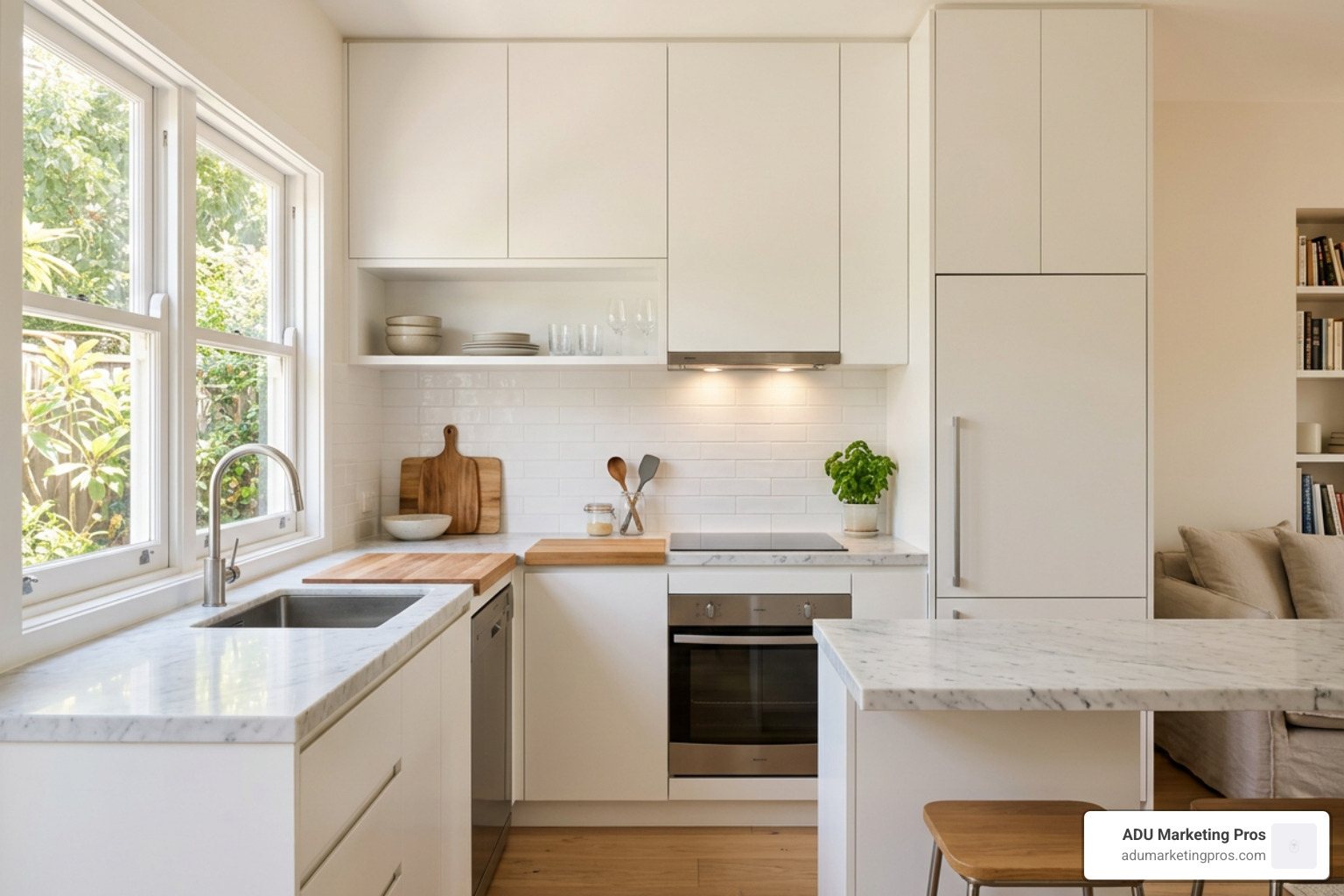 Space-saving kitchen design in a modern granny flat