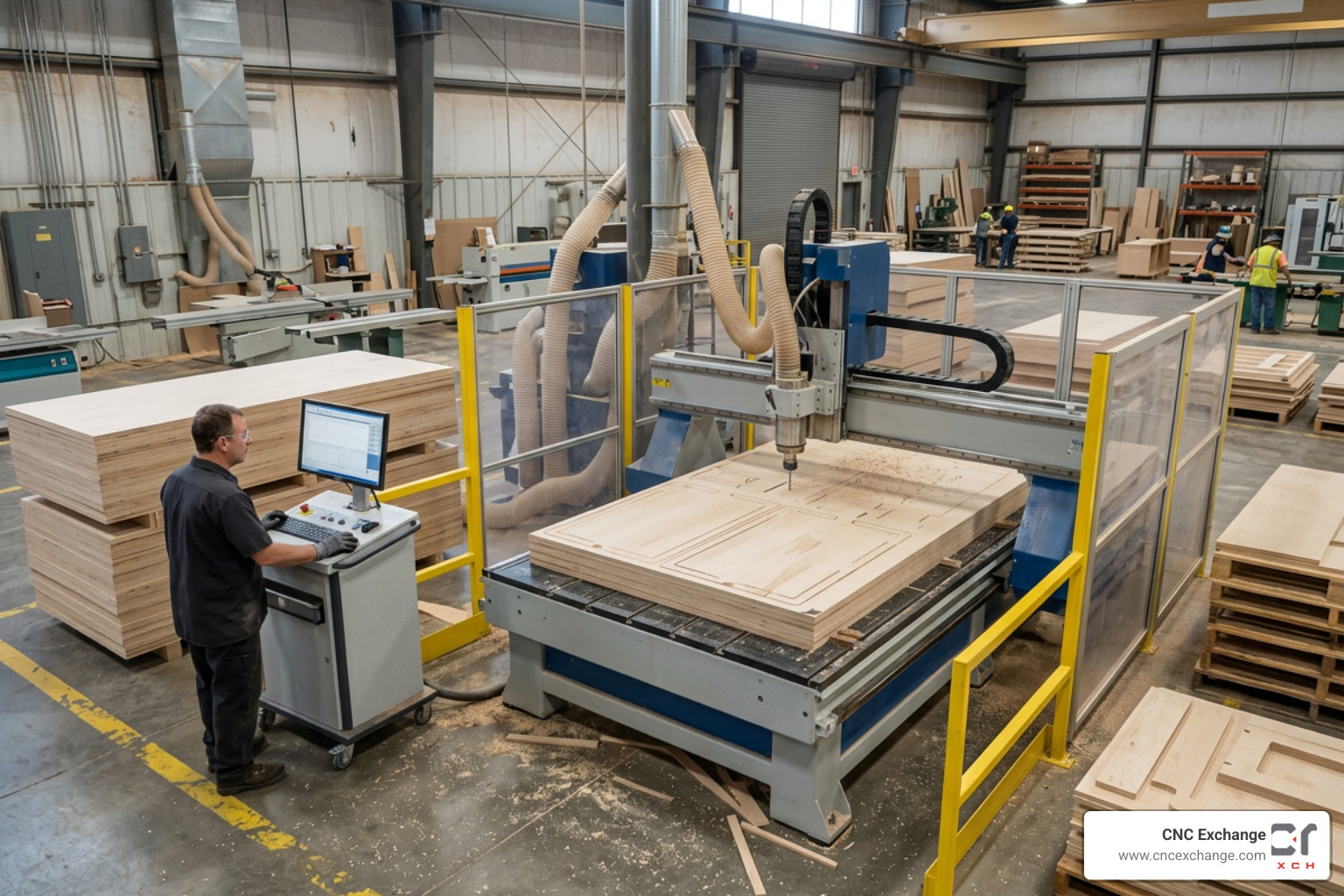 Industrial CNC router for woodworking