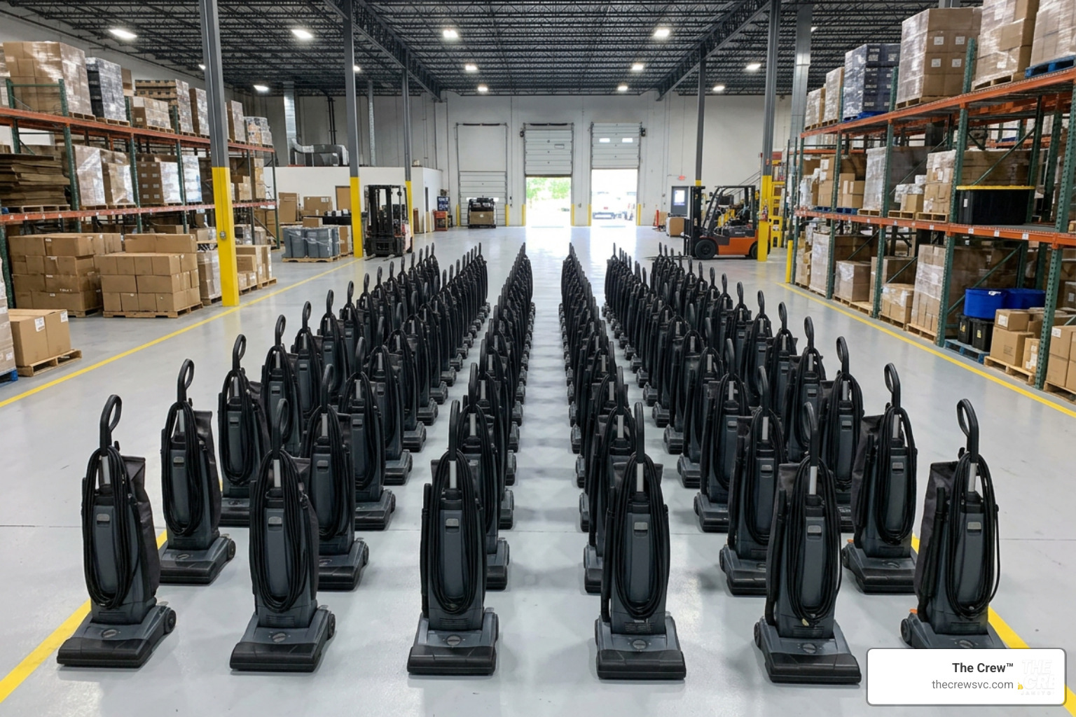 A fleet of commercial vacuum cleaners ready for deployment A fleet of commercial vacuum cleaners ready for deployment