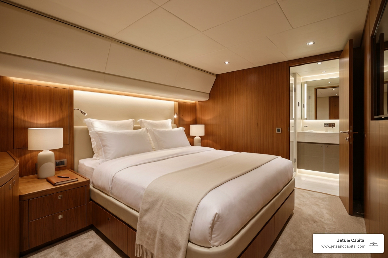 aft stateroom with a double bed