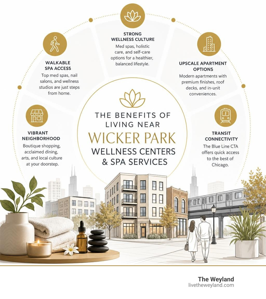 infographic showing benefits of living near Wicker Park wellness centers and spa services infographic infographic showing benefits of living near Wicker Park wellness centers and spa services infographic
