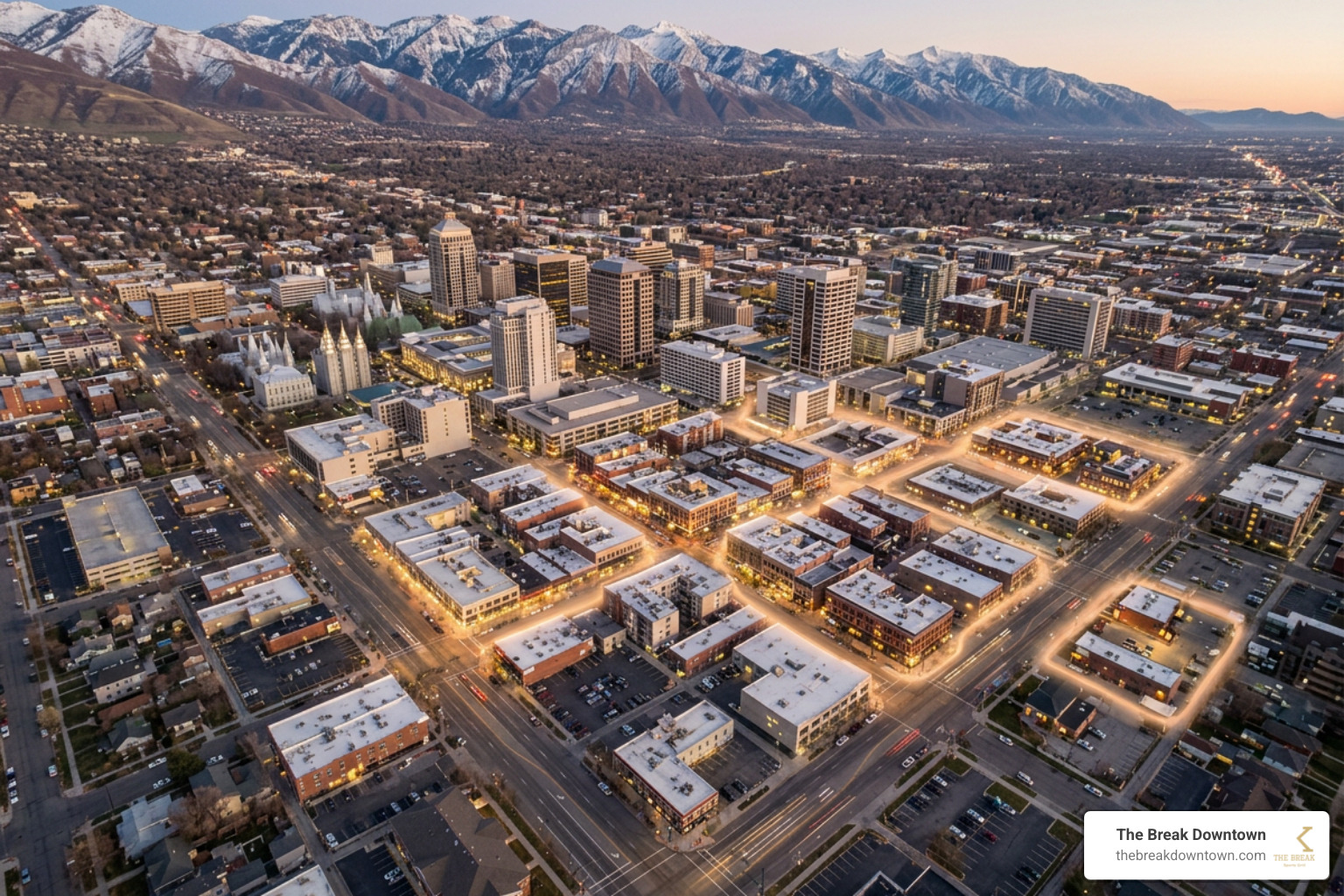 A map highlighting the best neighborhoods in Salt Lake City for after-work dining and drinks