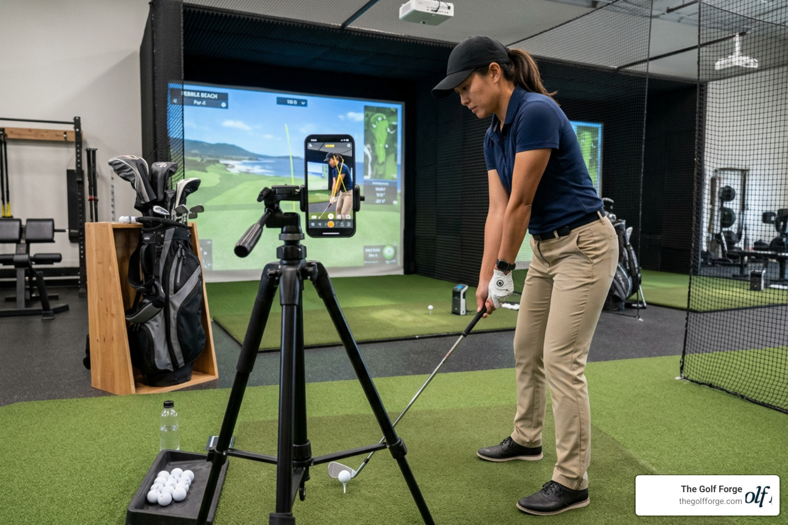Analyzing setup posture and swing plane using a smartphone app on a tripod Analyzing setup posture and swing plane using a smartphone app on a tripod