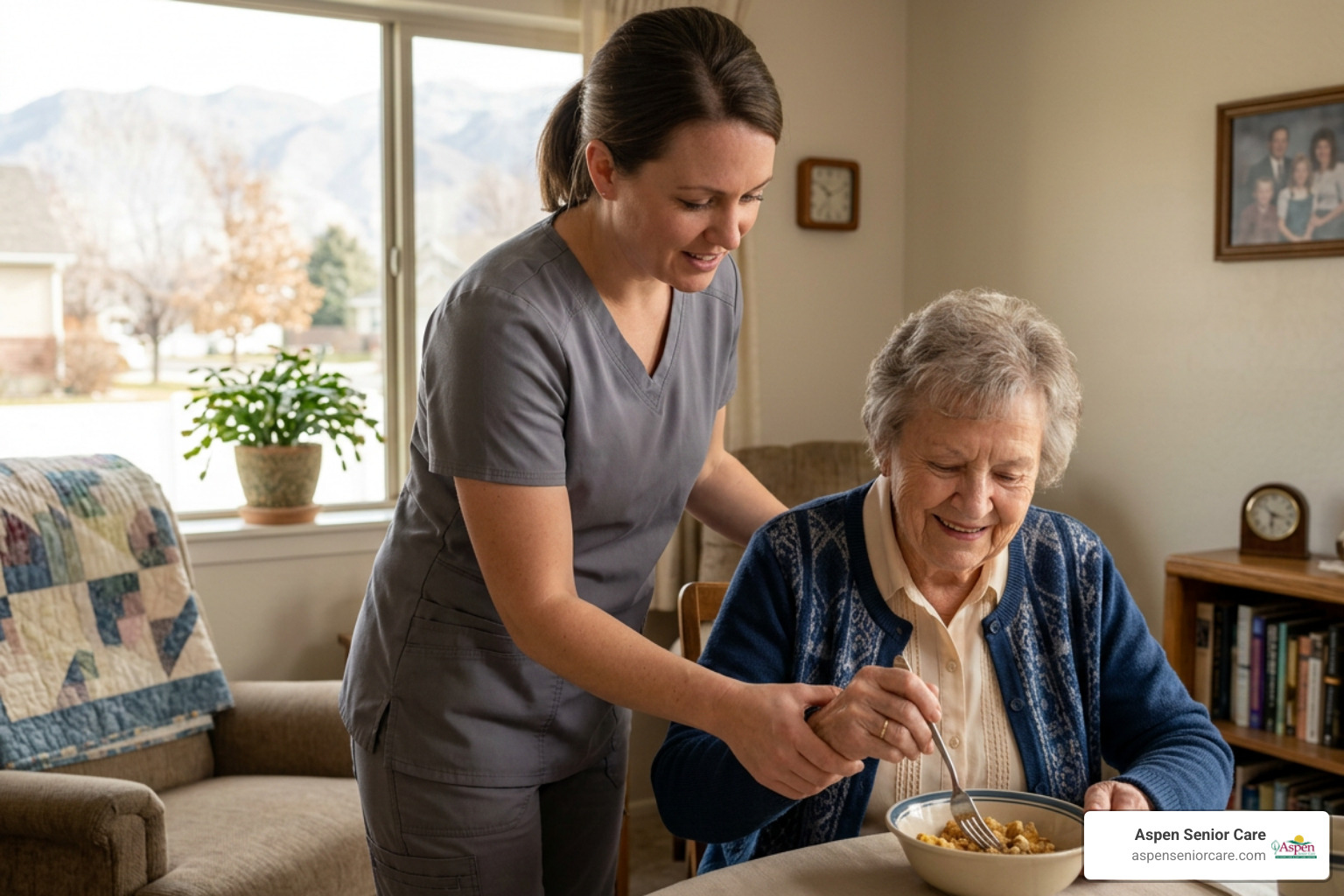 Caregiver assisting a senior with daily activities in Orem UT Caregiver assisting a senior with daily activities in Orem UT