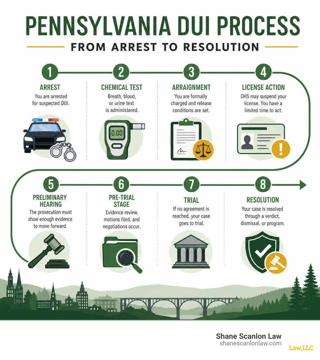 Pennsylvania DUI process steps from arrest to resolution infographic infographic Pennsylvania DUI process steps from arrest to resolution infographic infographic