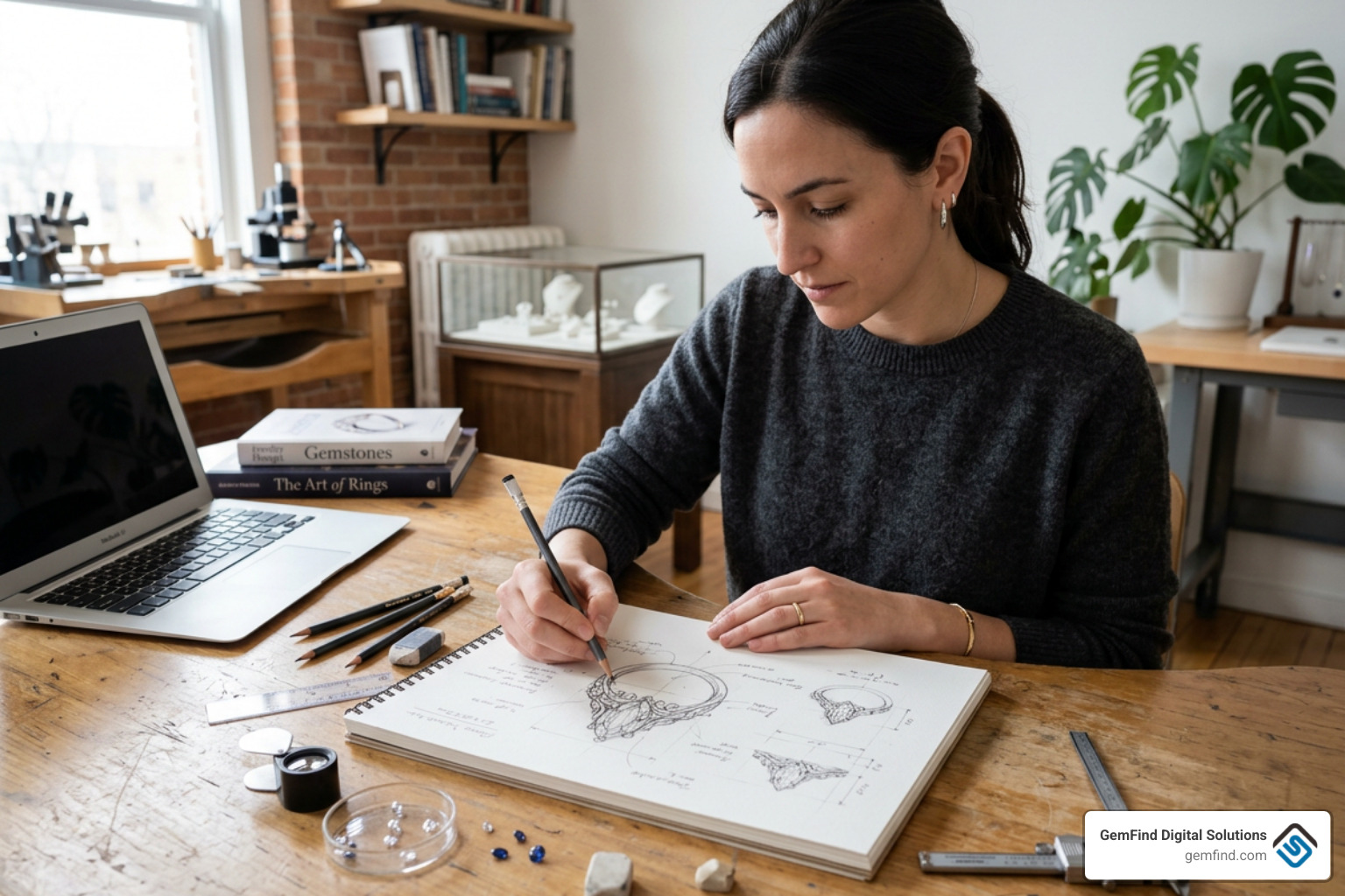 jewelry designer sketching a bespoke ring design jewelry designer sketching a bespoke ring design