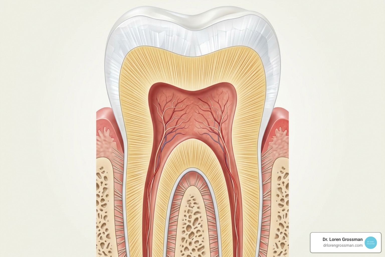 Anatomy of a tooth showing dentinal tubules and enamel micro-pores Anatomy of a tooth showing dentinal tubules and enamel micro-pores