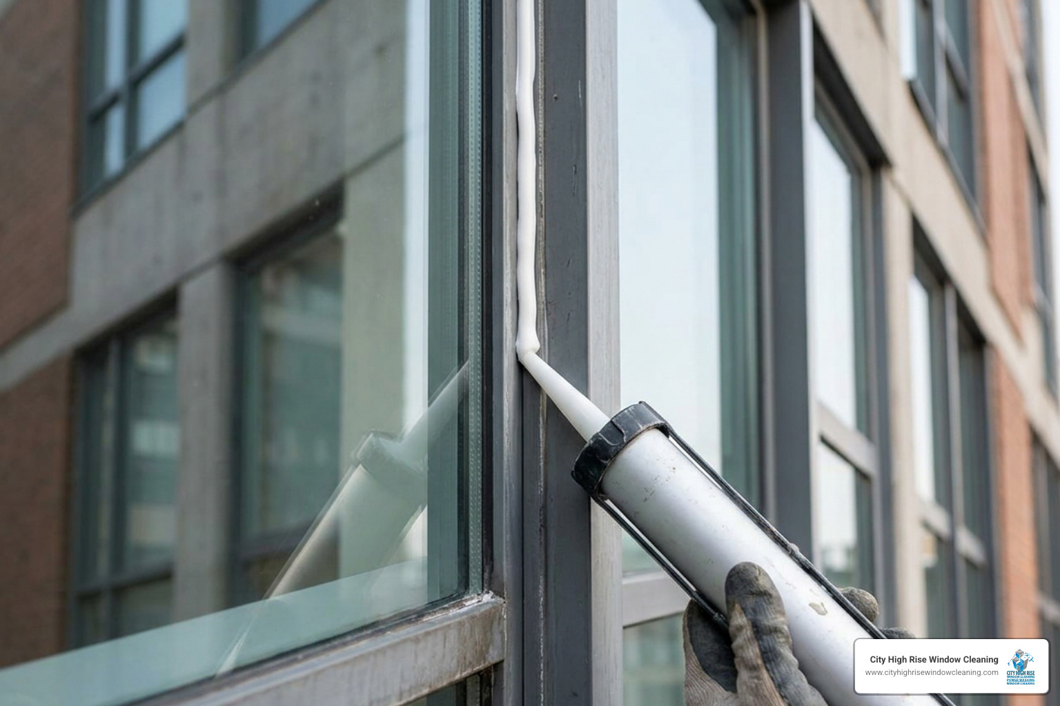 Applying a smooth bead of sealant to a window joint Applying a smooth bead of sealant to a window joint