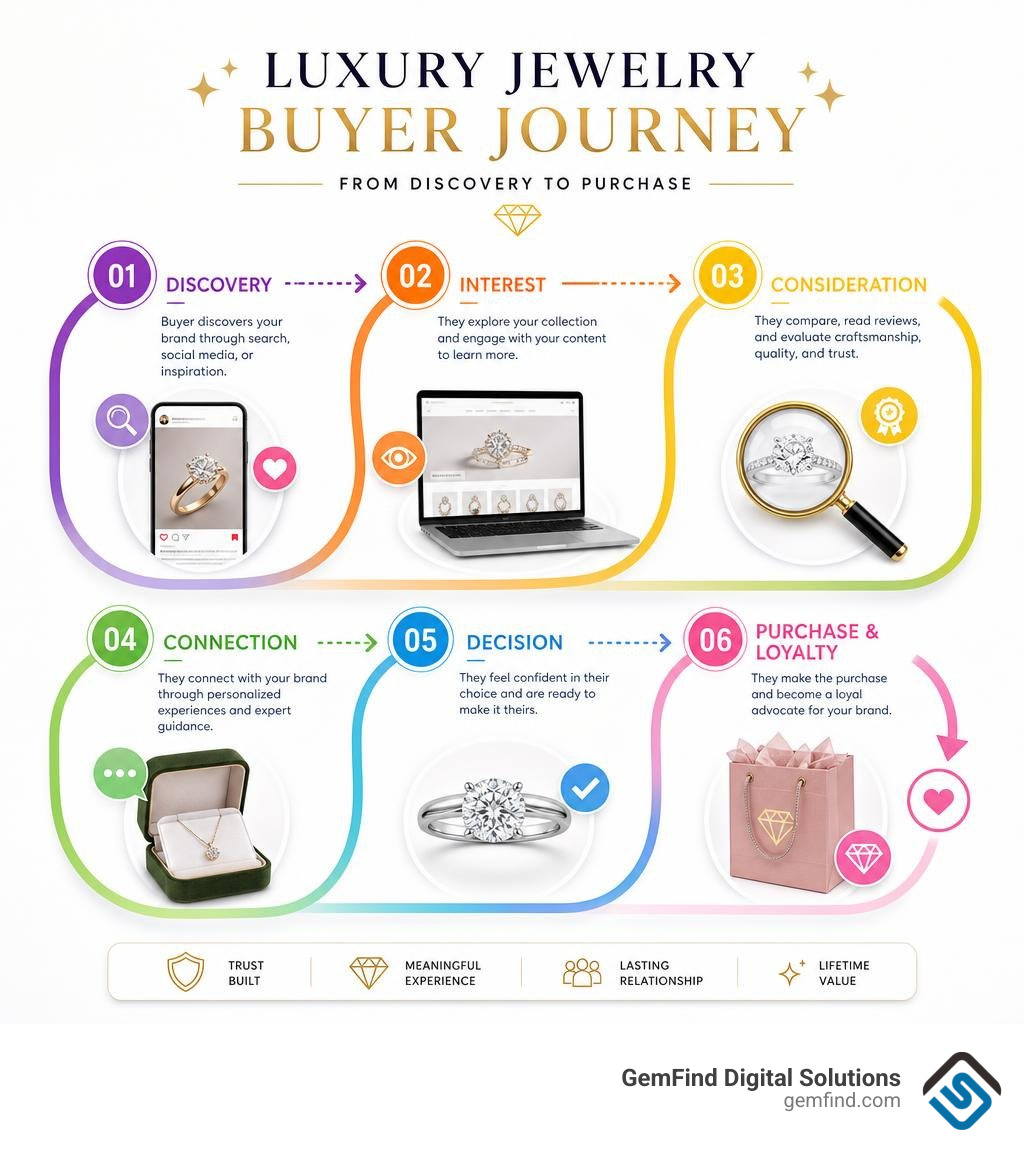 Luxury jewelry buyer journey from discovery to purchase infographic infographic Luxury jewelry buyer journey from discovery to purchase infographic infographic