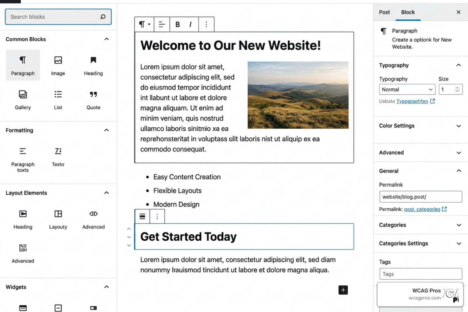 WordPress block editor interface WordPress block editor interface