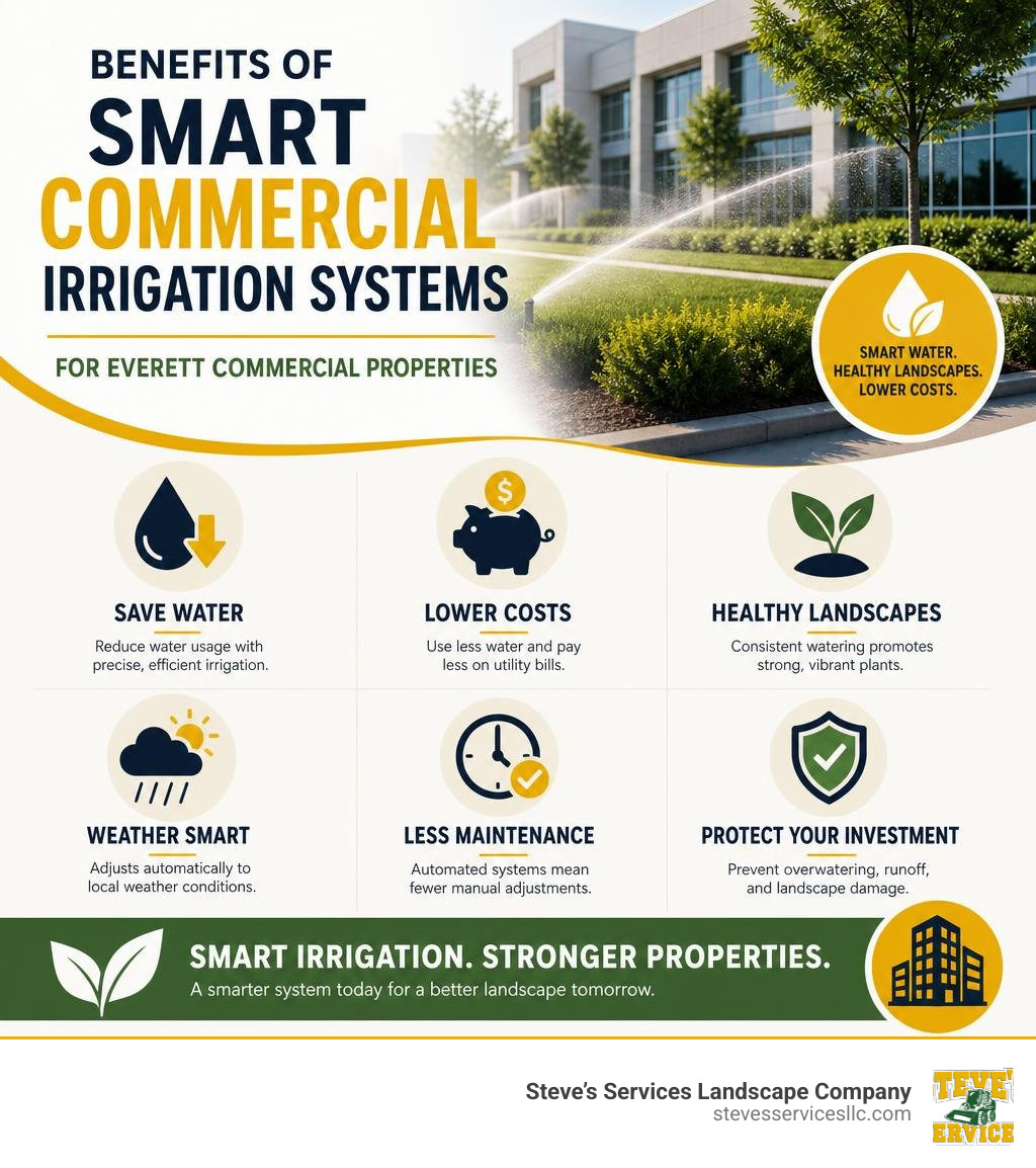 Benefits of smart commercial irrigation systems for Everett commercial properties infographic infographic