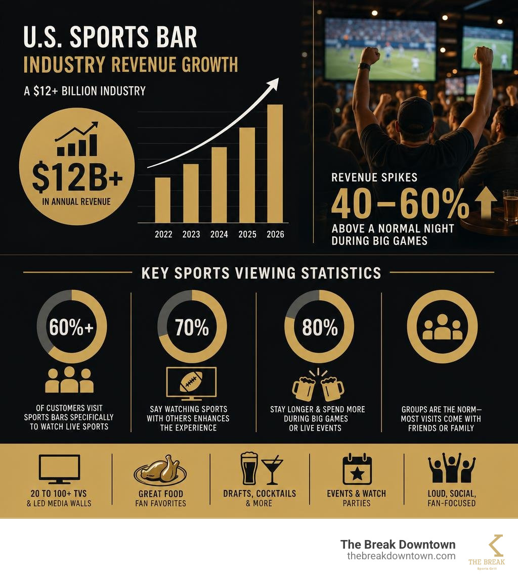 infographic showing sports bar industry revenue growth and key viewing statistics infographic infographic showing sports bar industry revenue growth and key viewing statistics infographic