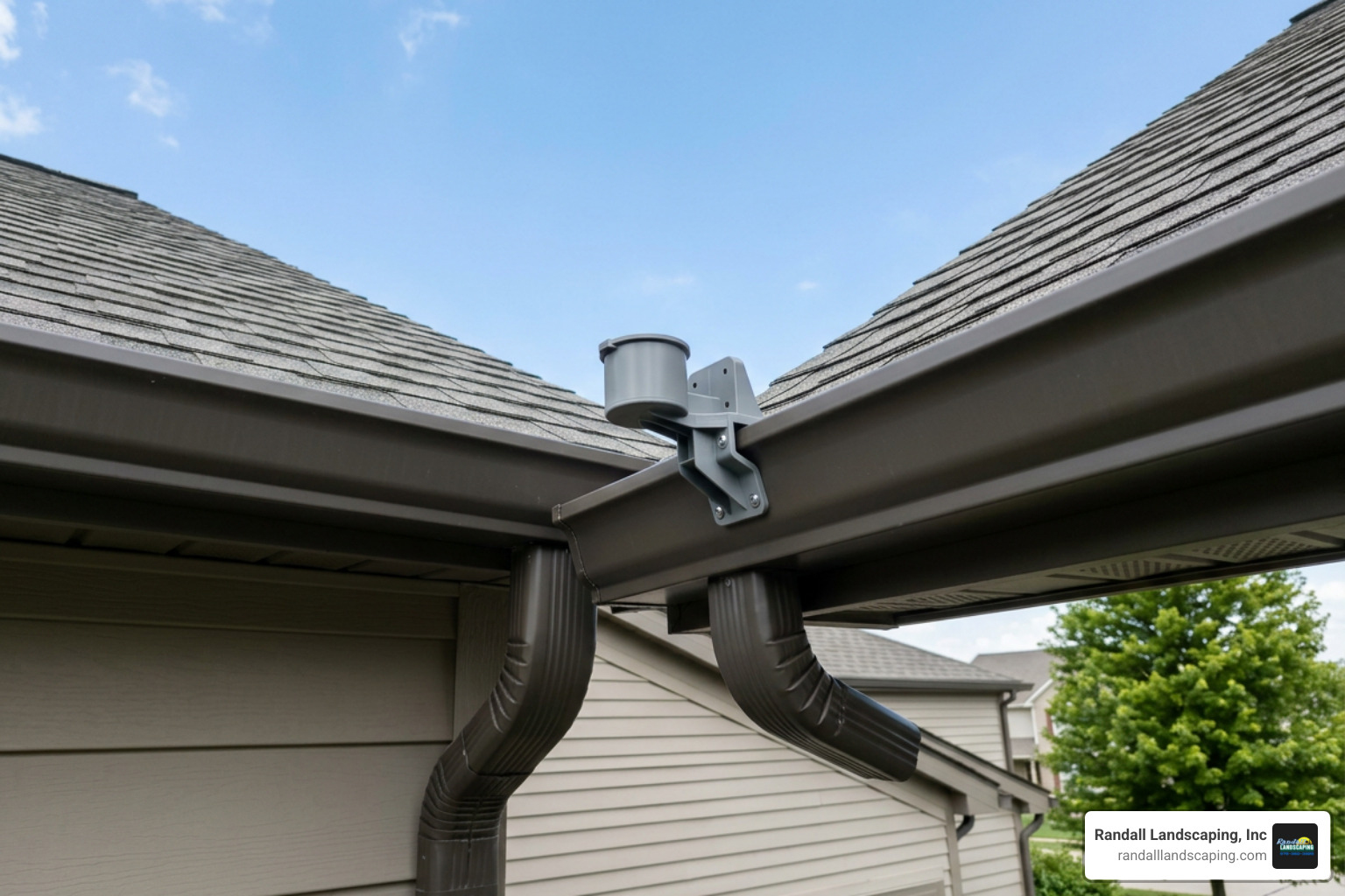 Ideal rain sensor mounting location on a gutter away from overhanging trees Ideal rain sensor mounting location on a gutter away from overhanging trees