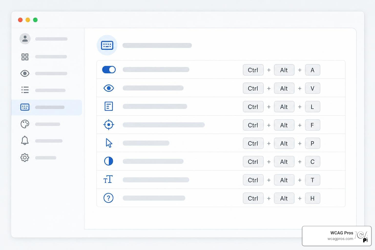 Accessibility Insights keyboard shortcuts settings panel Accessibility Insights keyboard shortcuts settings panel