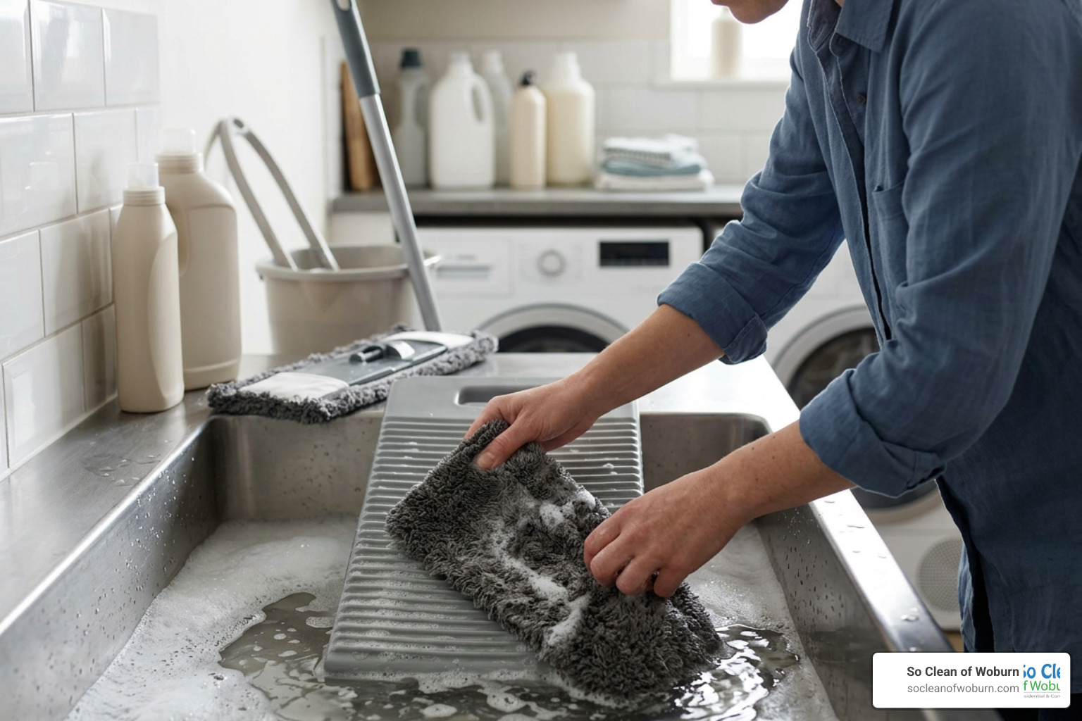washing a reusable mop pad washing a reusable mop pad