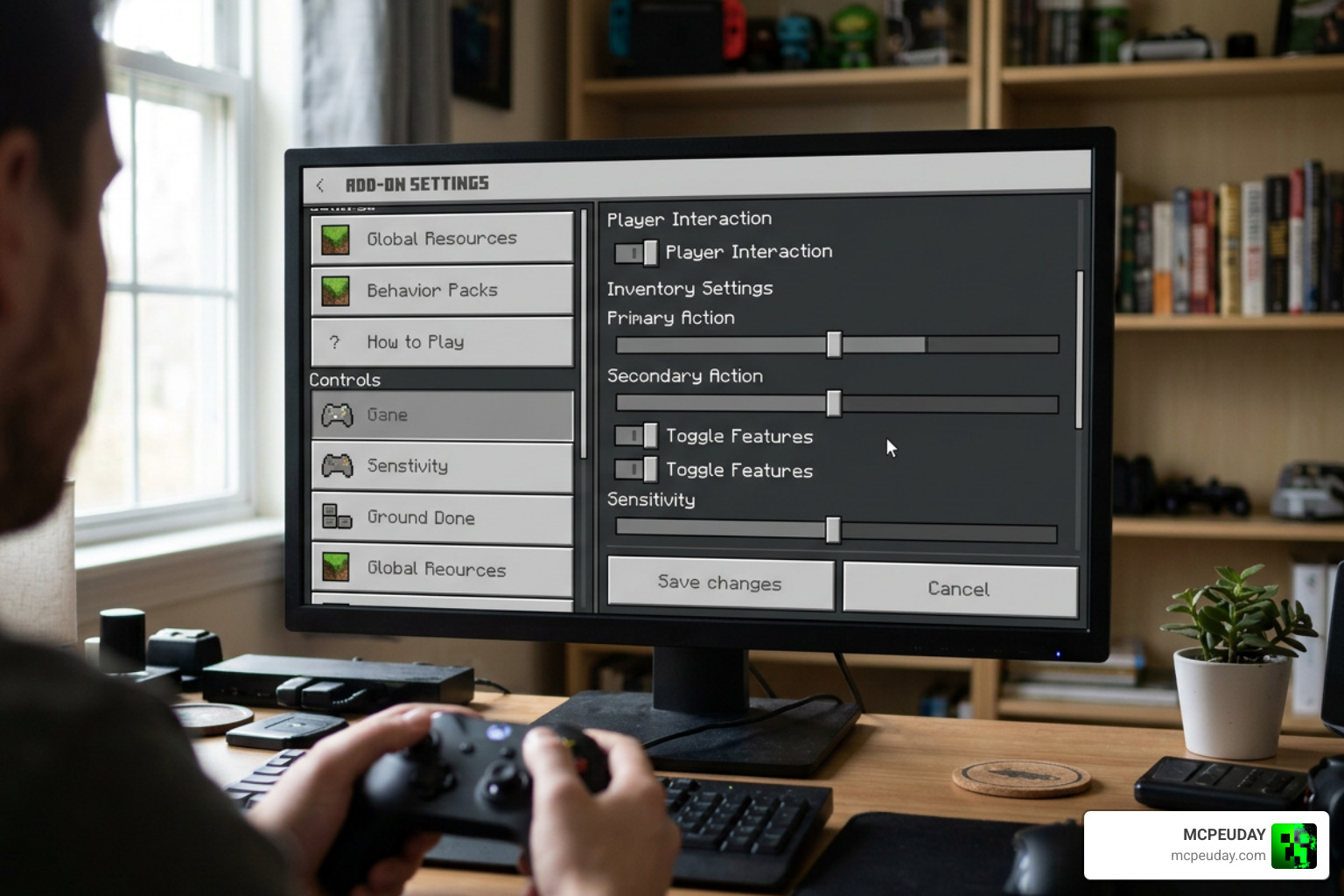 DoubleHands control settings UI in Minecraft Bedrock