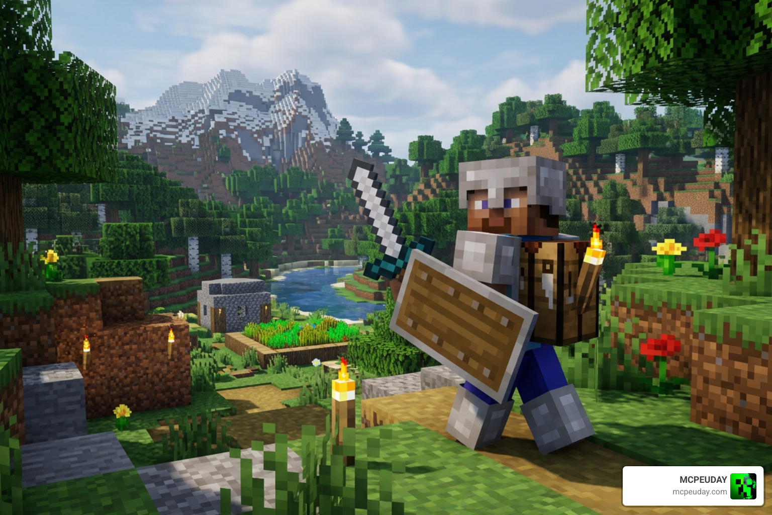 DoubleHands functional offhand Minecraft Bedrock Java addon dual wielding survival