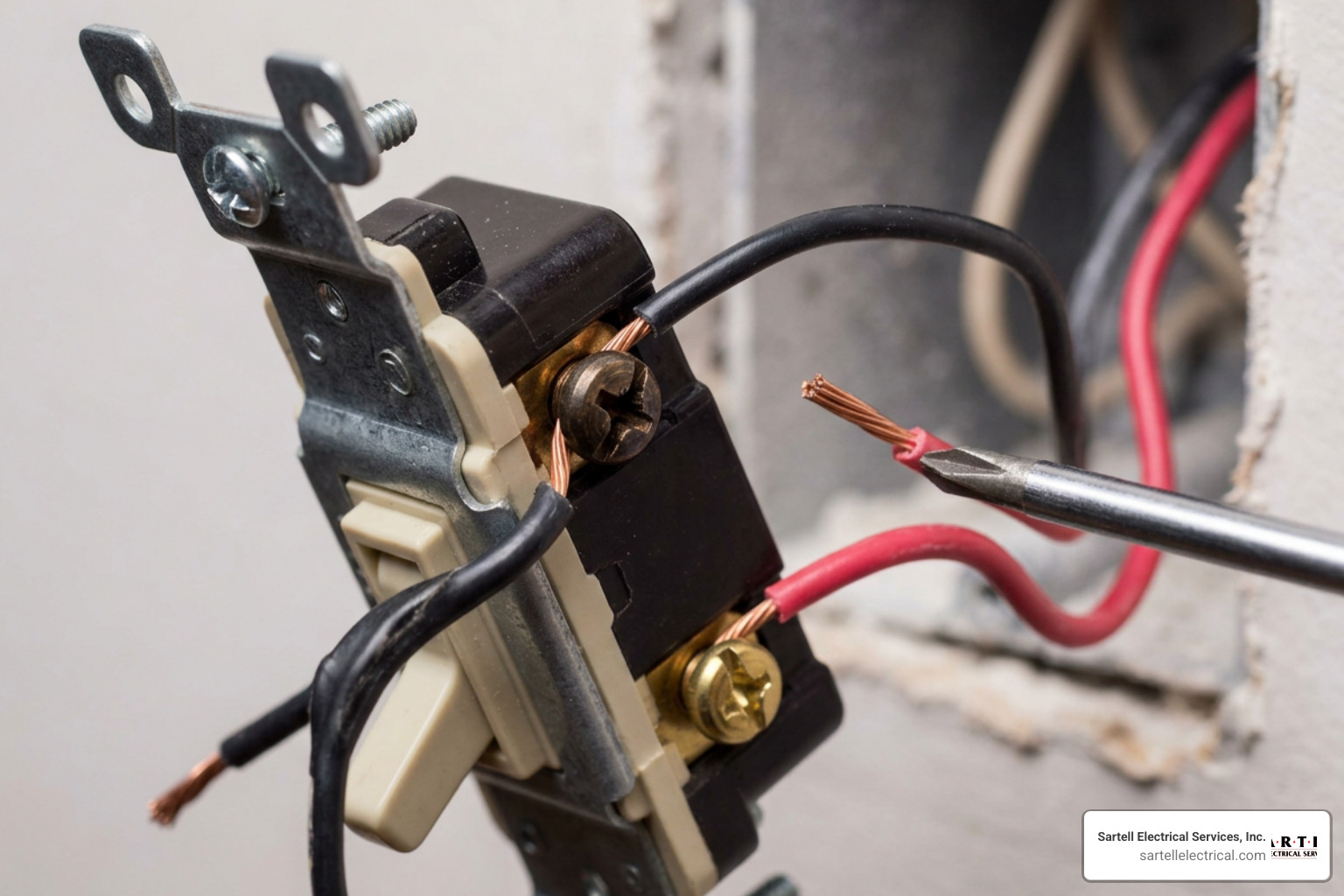 3-way switch showing terminal screws