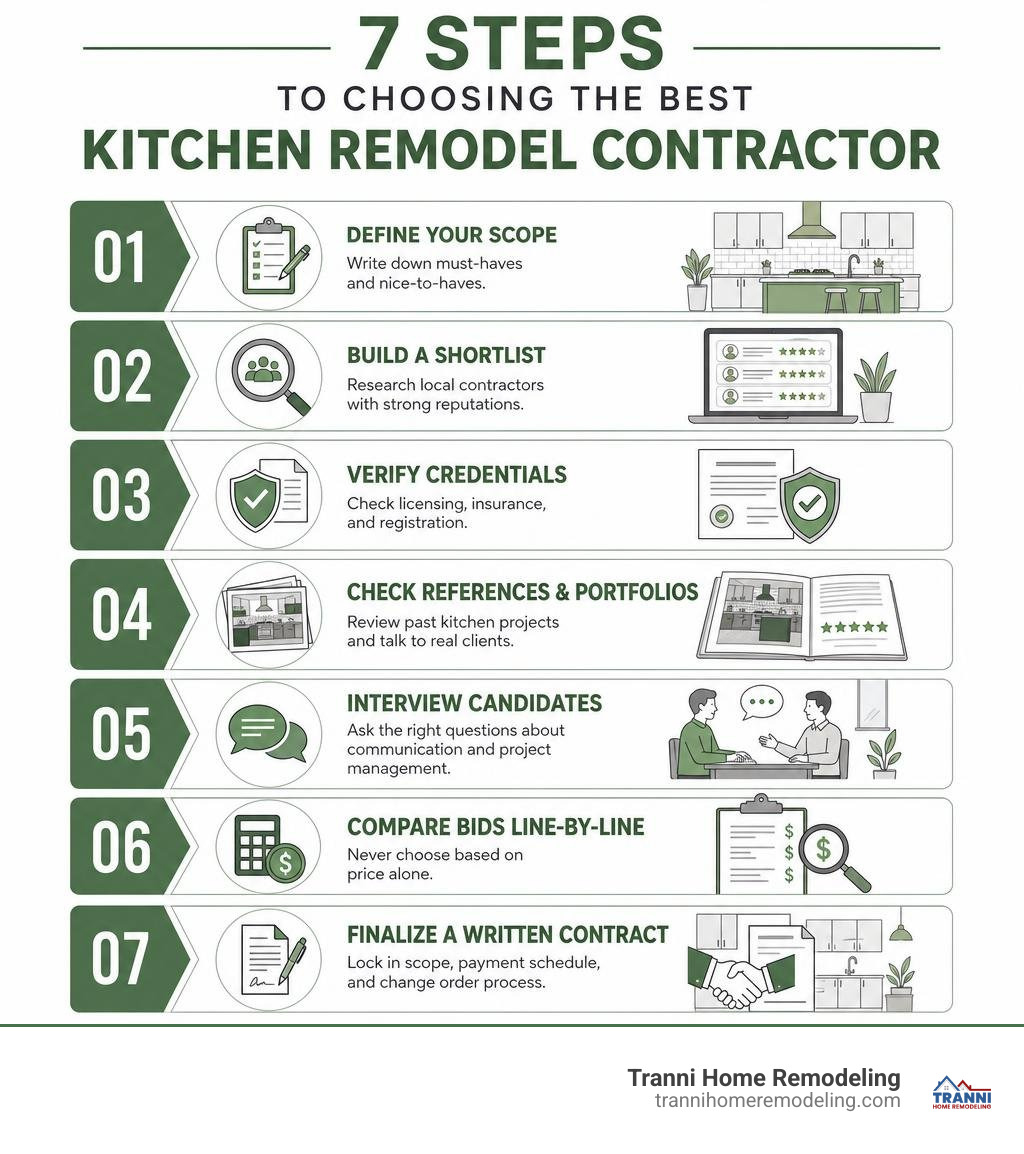7-step infographic for how to choose a contractor for kitchen remodel infographic 7-step infographic for how to choose a contractor for kitchen remodel infographic