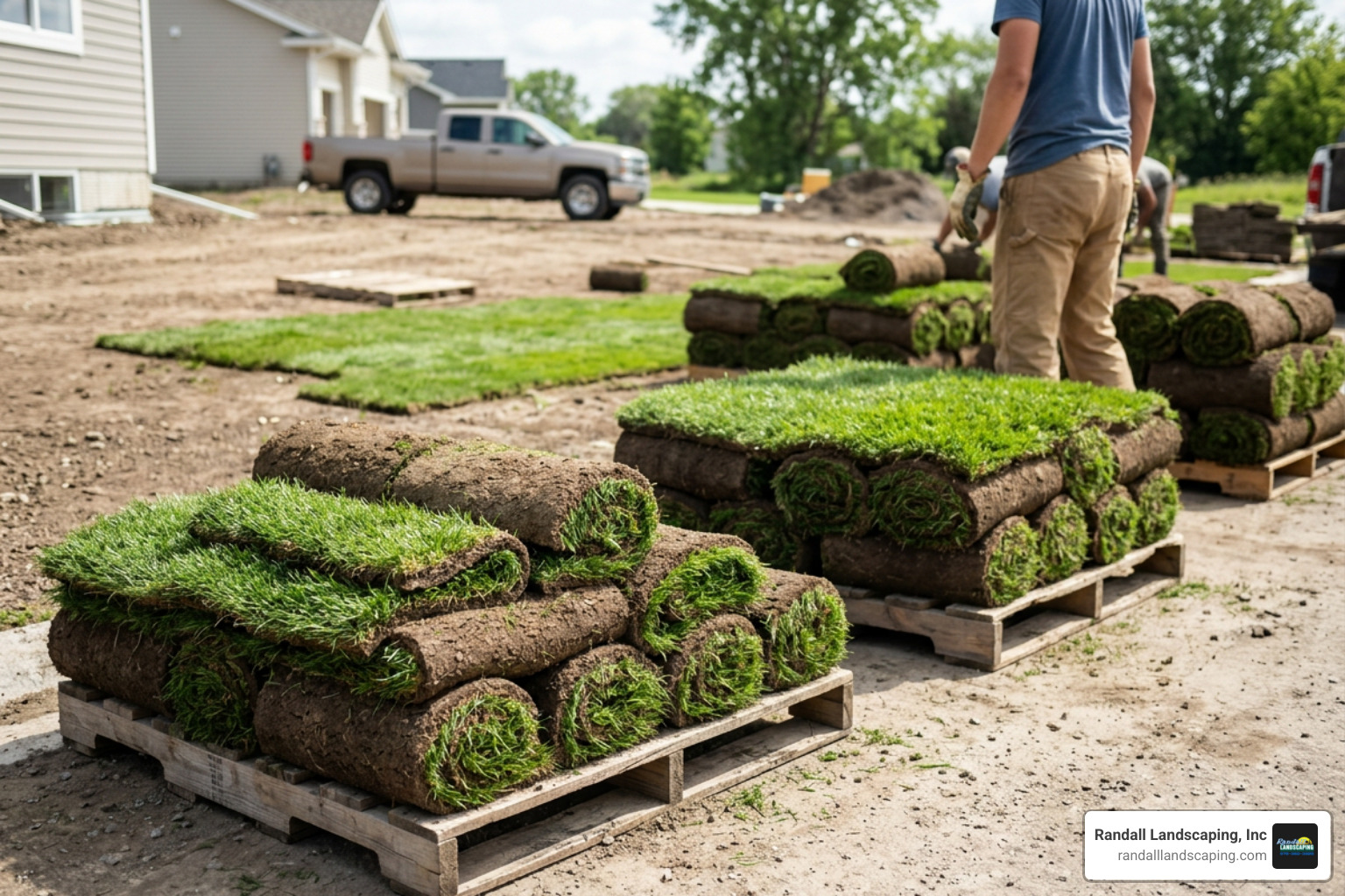 Pallets of fresh green sod ready for installation Pallets of fresh green sod ready for installation