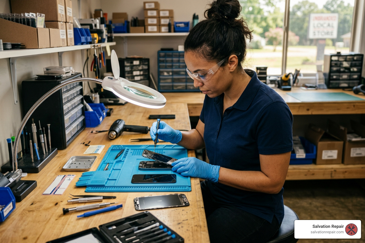 technician repairing an iPhone in Mississippi technician repairing an iPhone in Mississippi